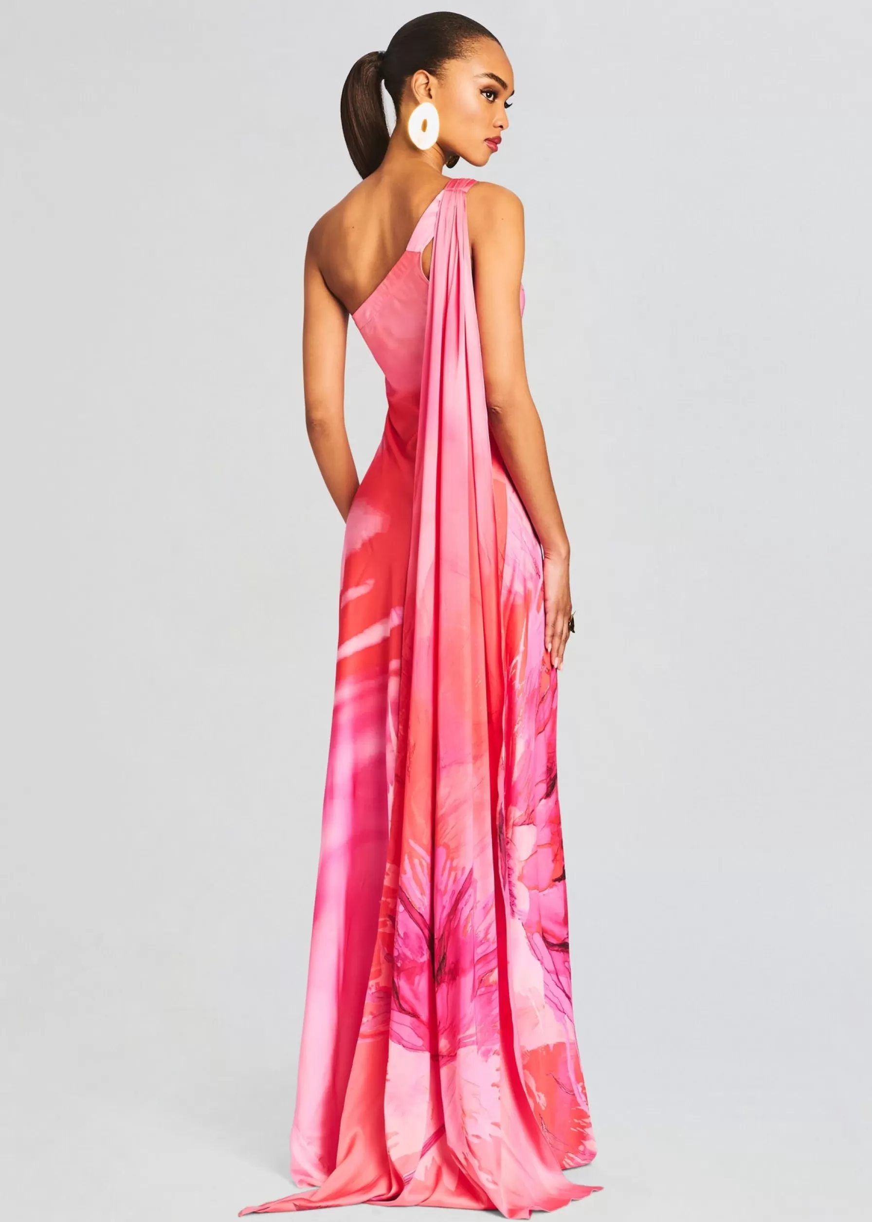 Retrofete Abira One Shoulder Long Dress Pink Hot