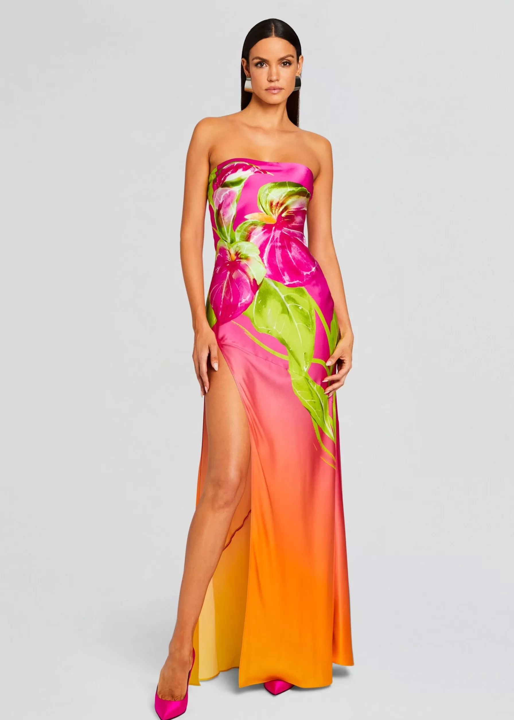 Retrofete Aiyanna Silk Dress Ombre Anthurium Clearance