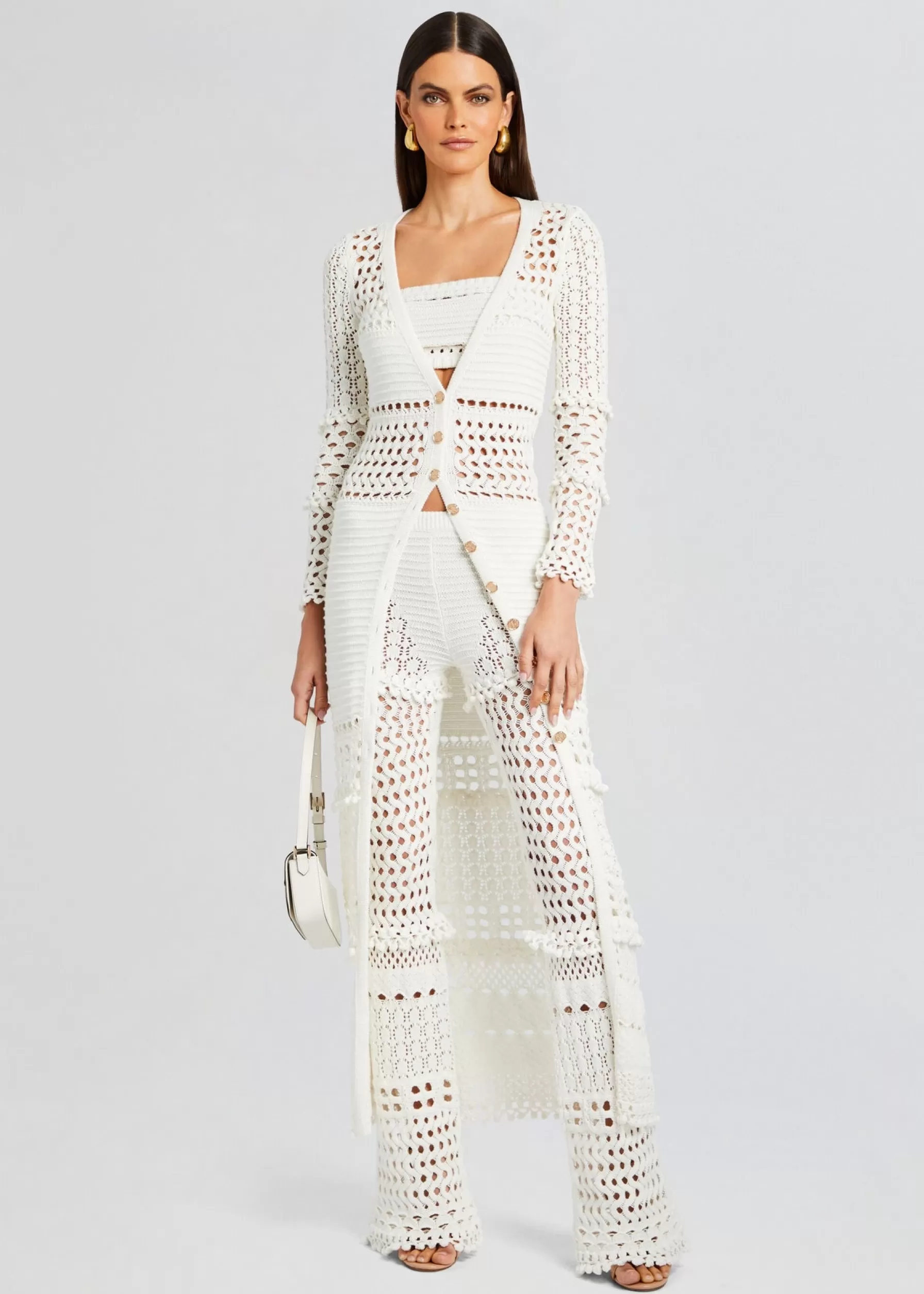 Retrofete Alaia Knit Crochet Cardigan Iridescent White Cheap