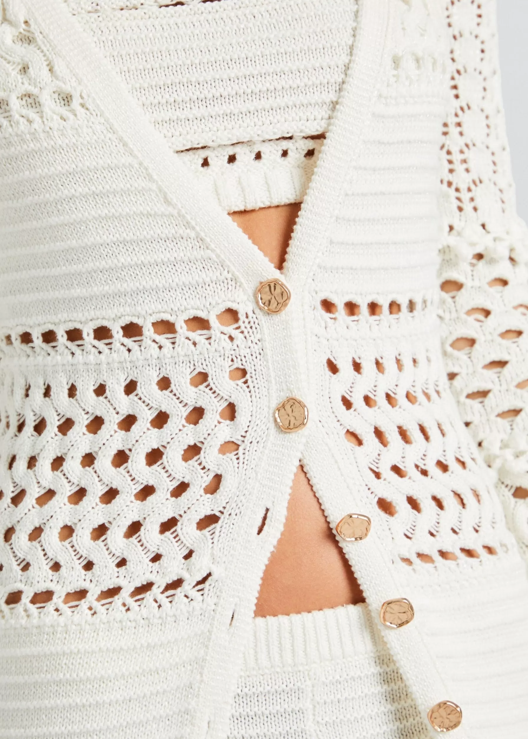 Retrofete Alaia Knit Crochet Cardigan Iridescent White Shop