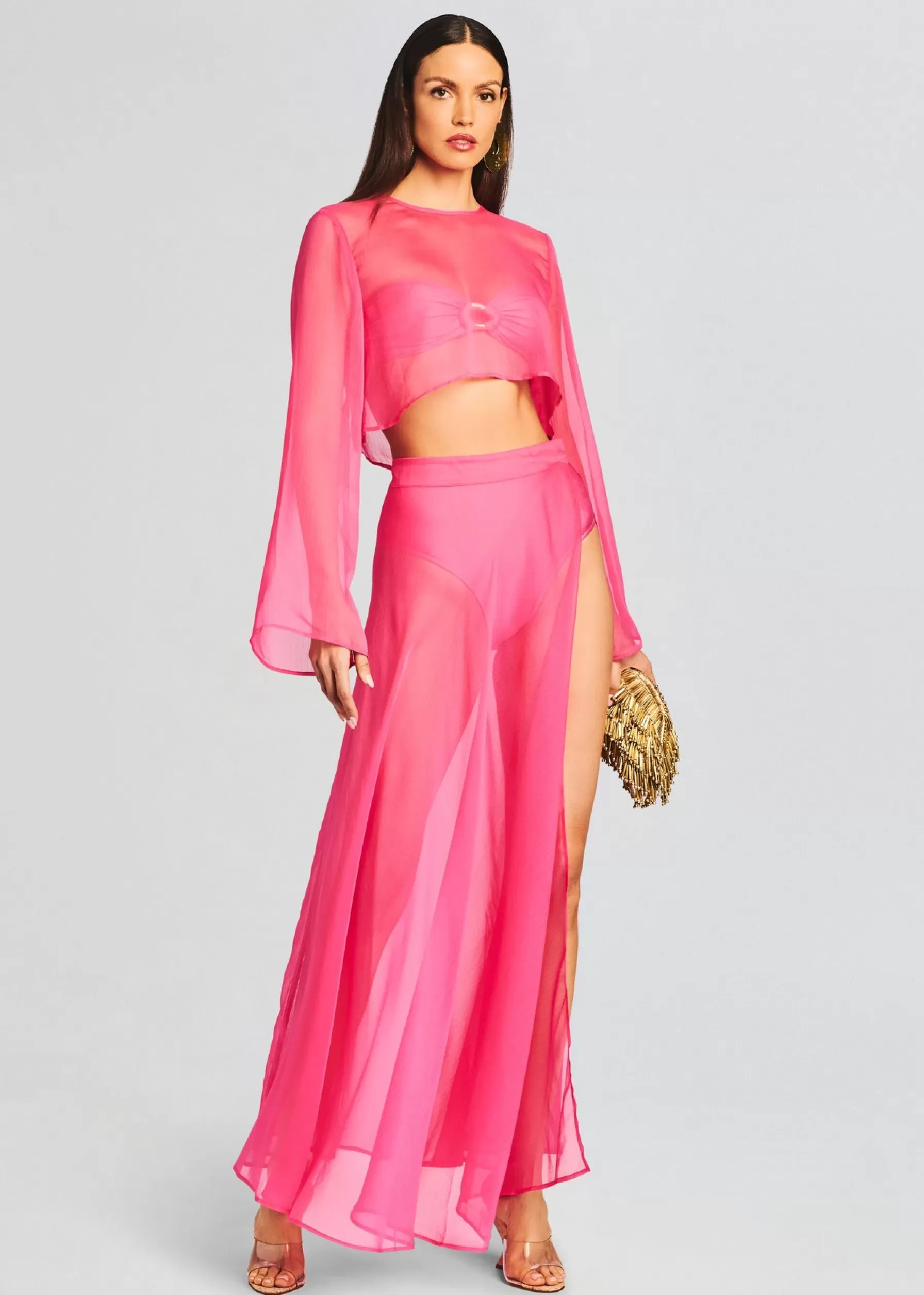 Retrofete Alaia Long Slit Skirt Rose Blossom Sale