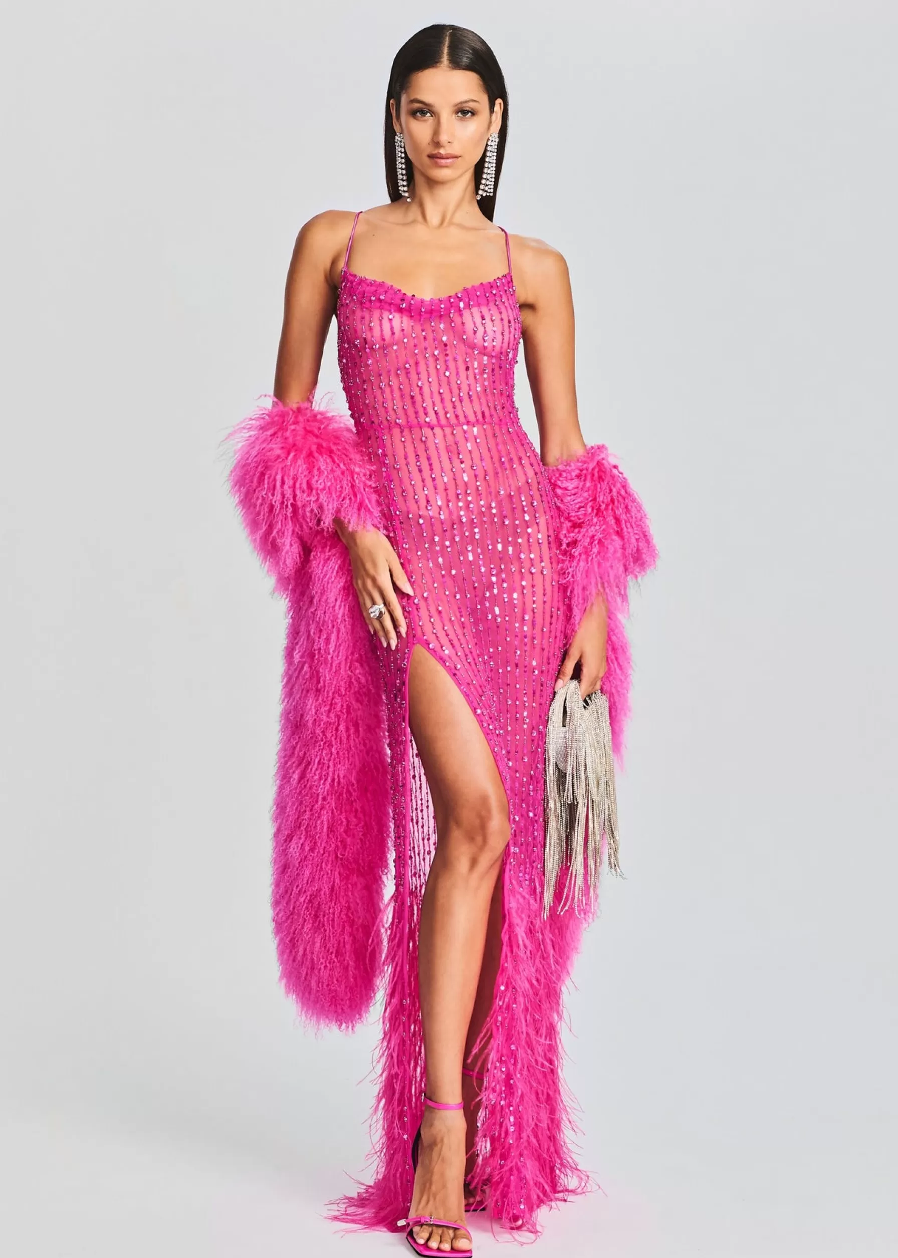 Retrofete Alessandra Embellished Dress Knockout Pink Hot