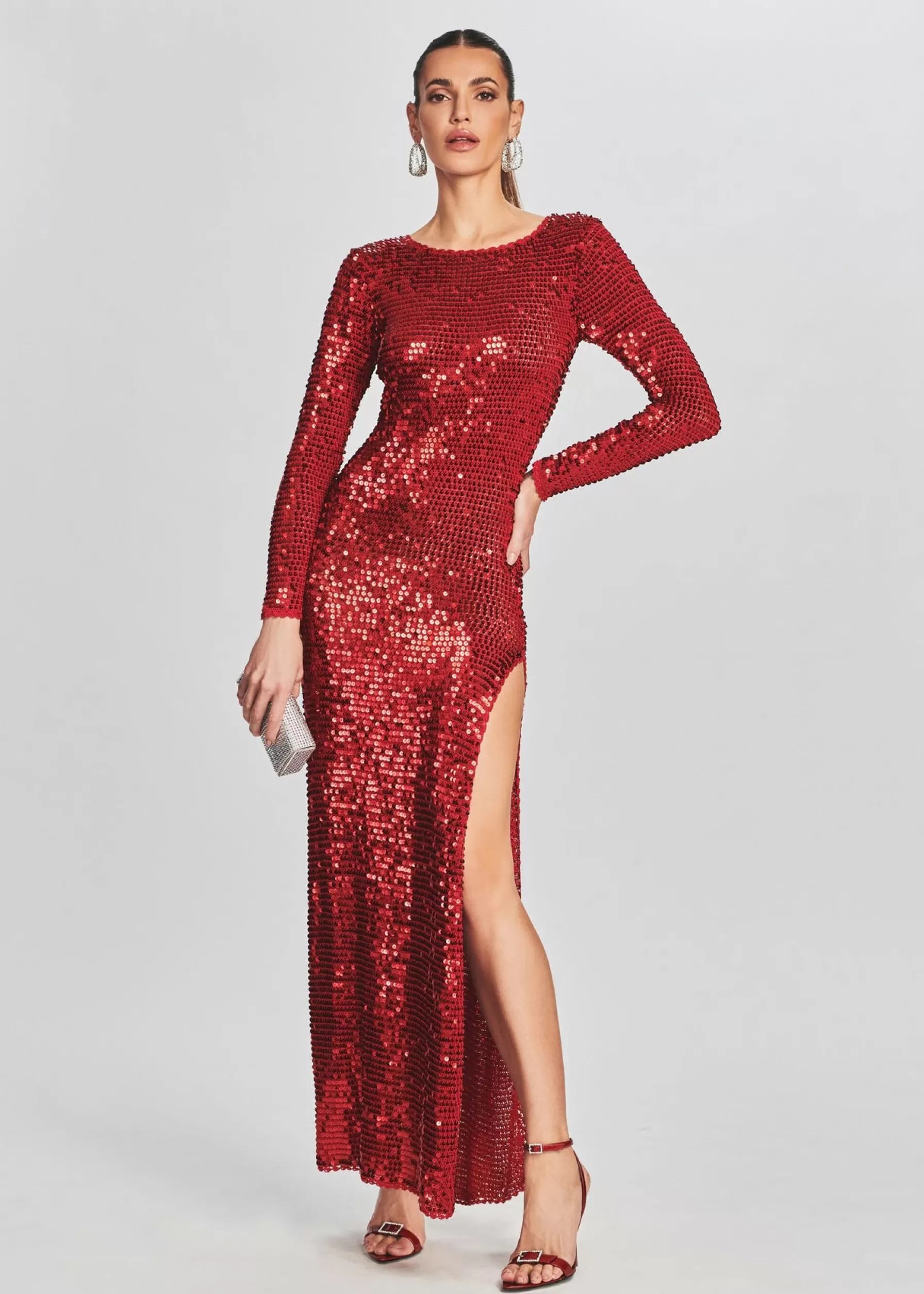 Retrofete Alexa Sequin Crochet Dress LT Red Best