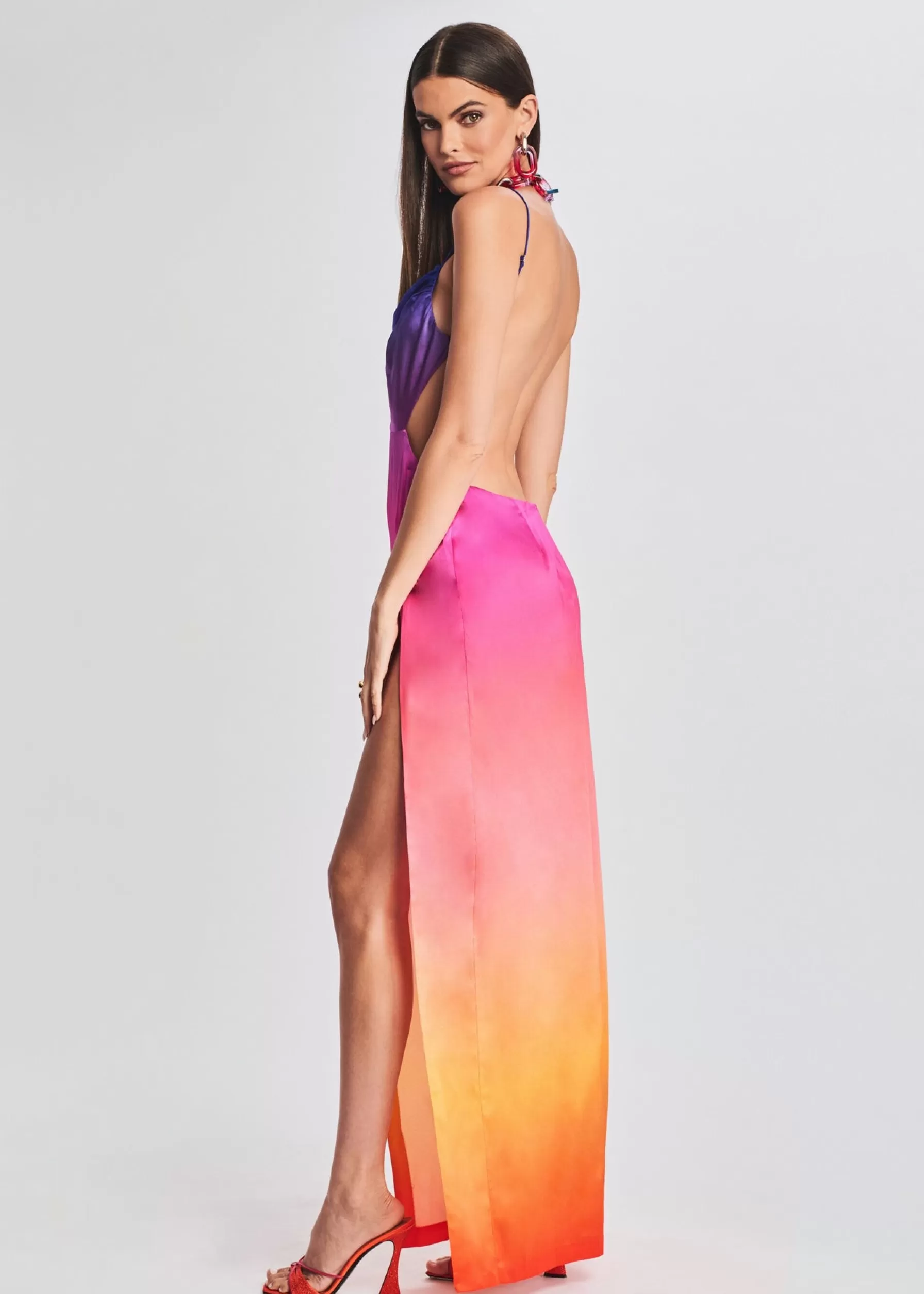 Retrofete Alyssa Ombre Silk Dress Sunset Ombre Fashion