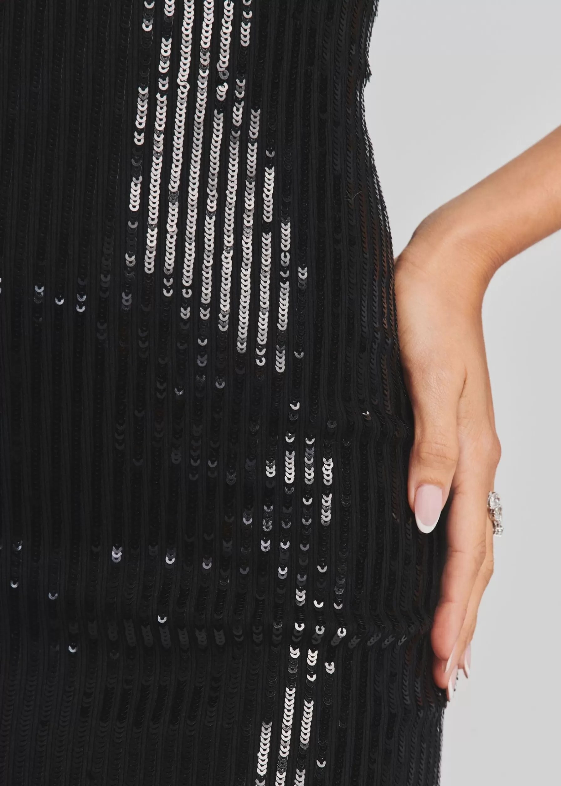 Retrofete Amber Sequin Knit Dress Black Clearance