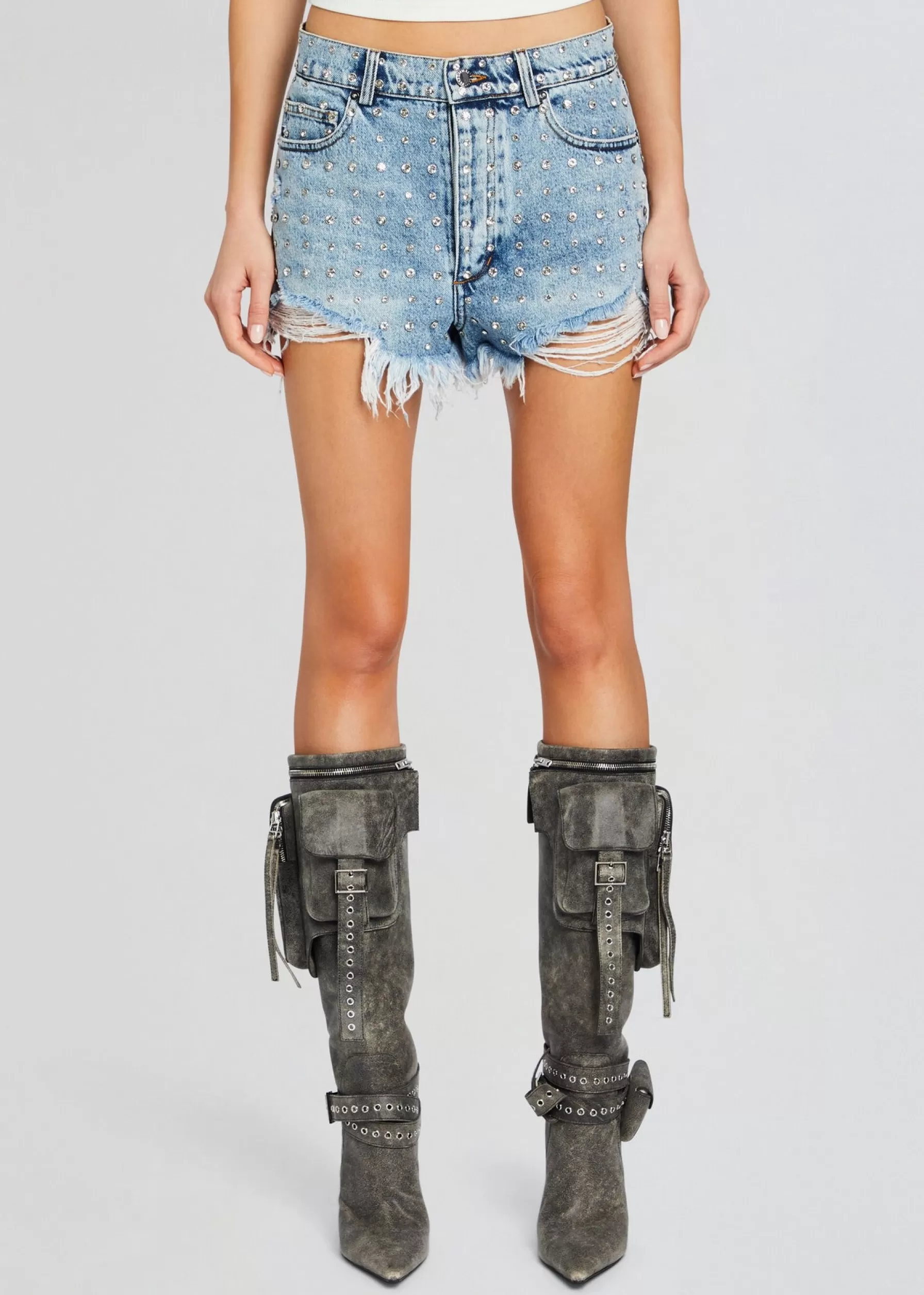 Retrofete Angel Embellished Denim Short Tangier/Silver Shop