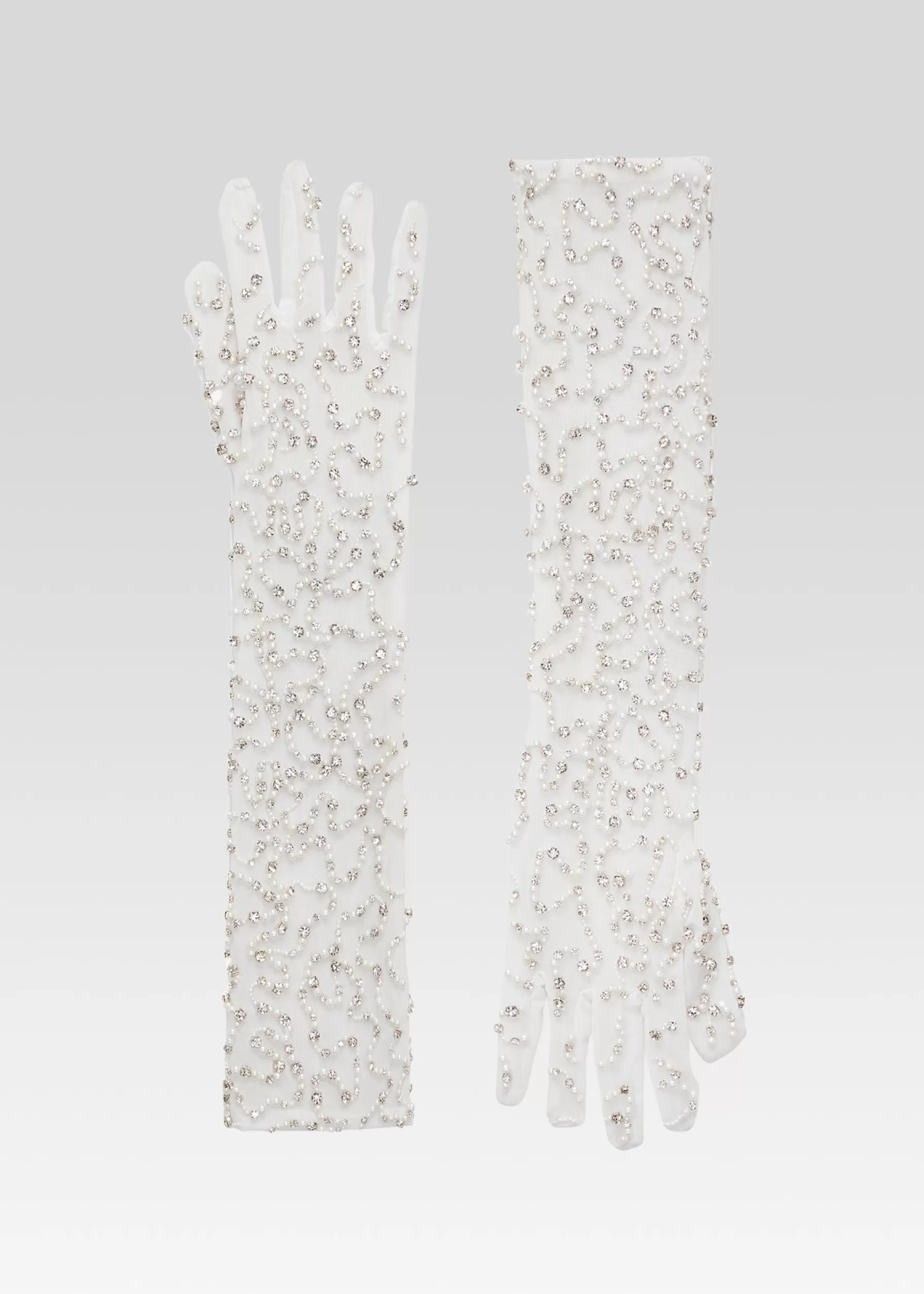 Retrofete Ari Embellished Gloves Mix Media White Flash Sale