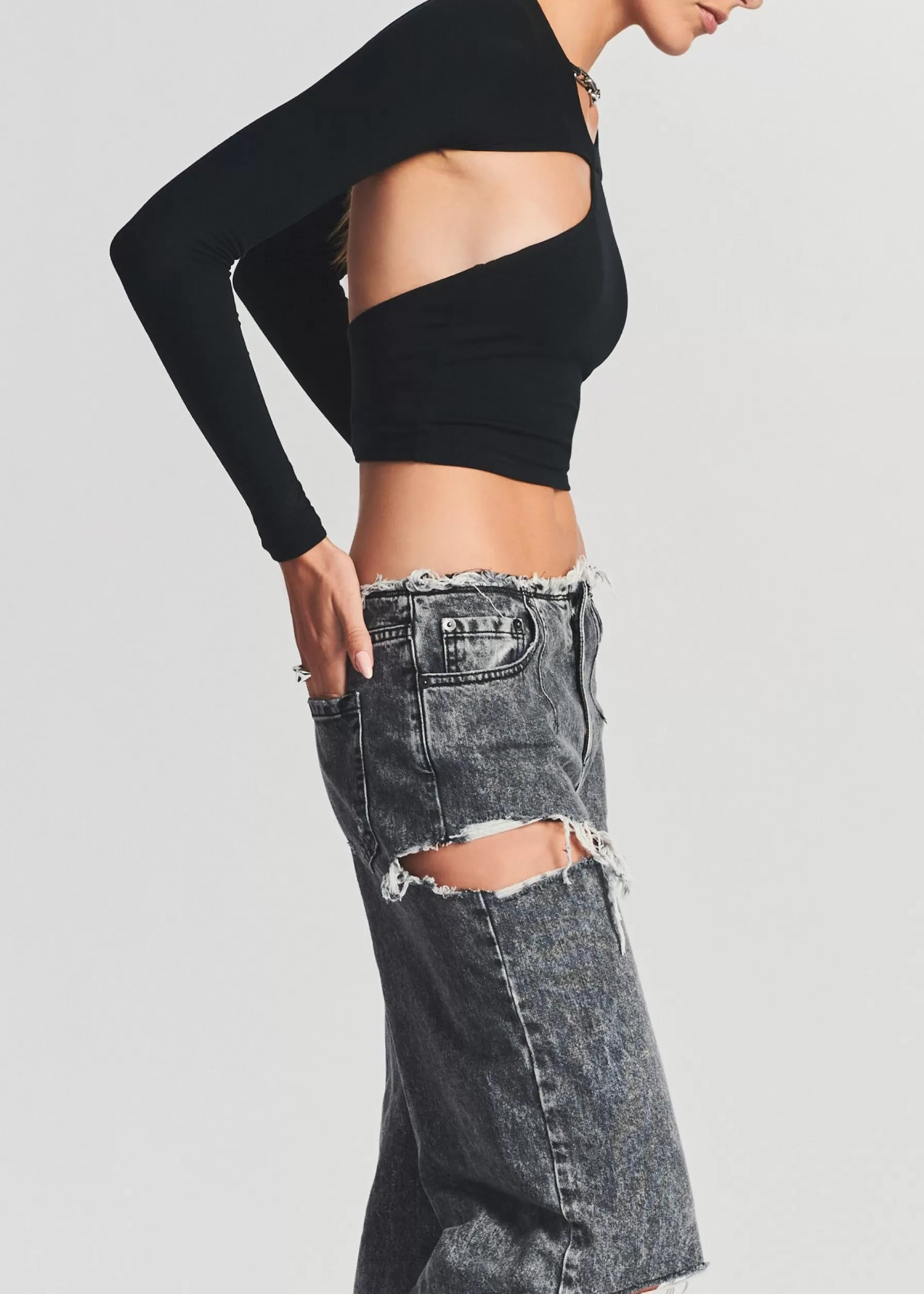 Retrofete Aston Wide Leg Jean Smoke Black Best