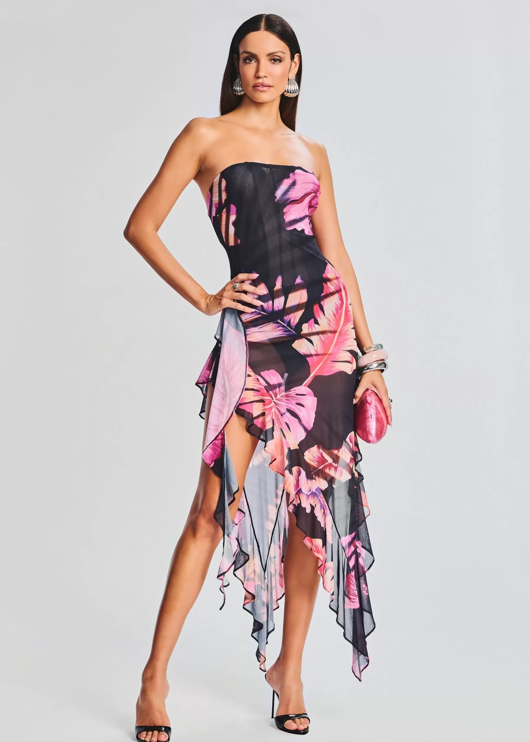 Retrofete Atlas Dress Tropical Leaf Best Sale