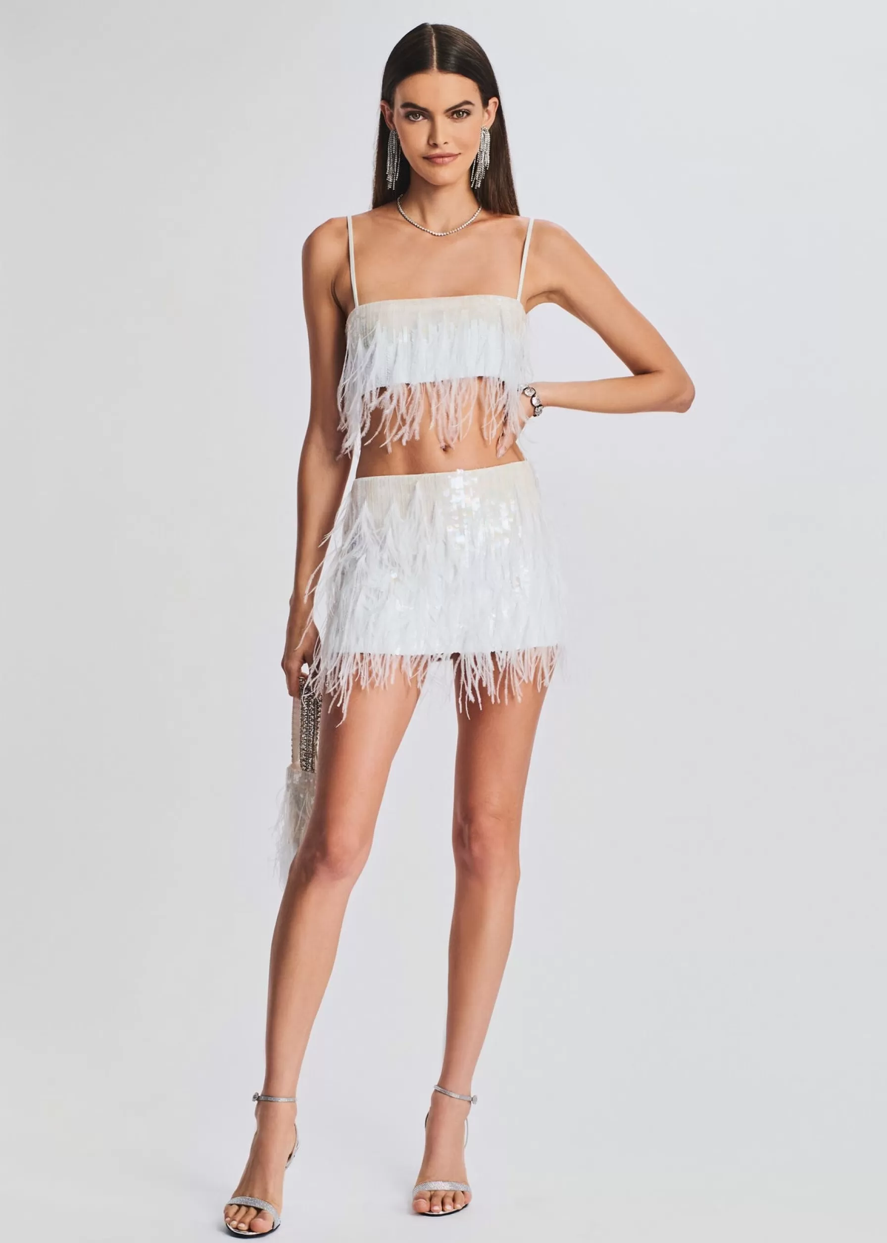 Retrofete August Feather Sequin Top White Best