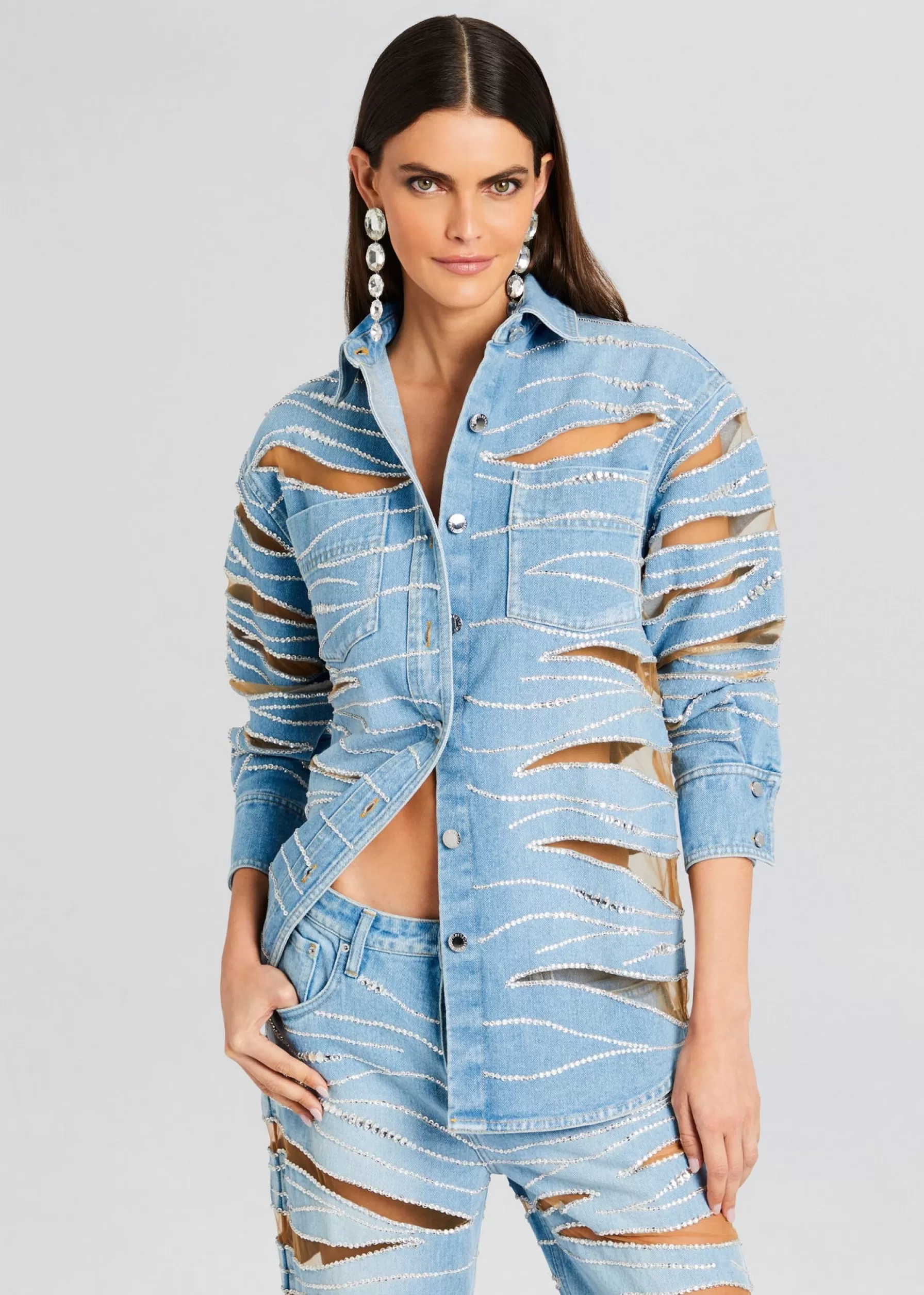 Retrofete Avani Embellished Denim Shirt Bondi Store