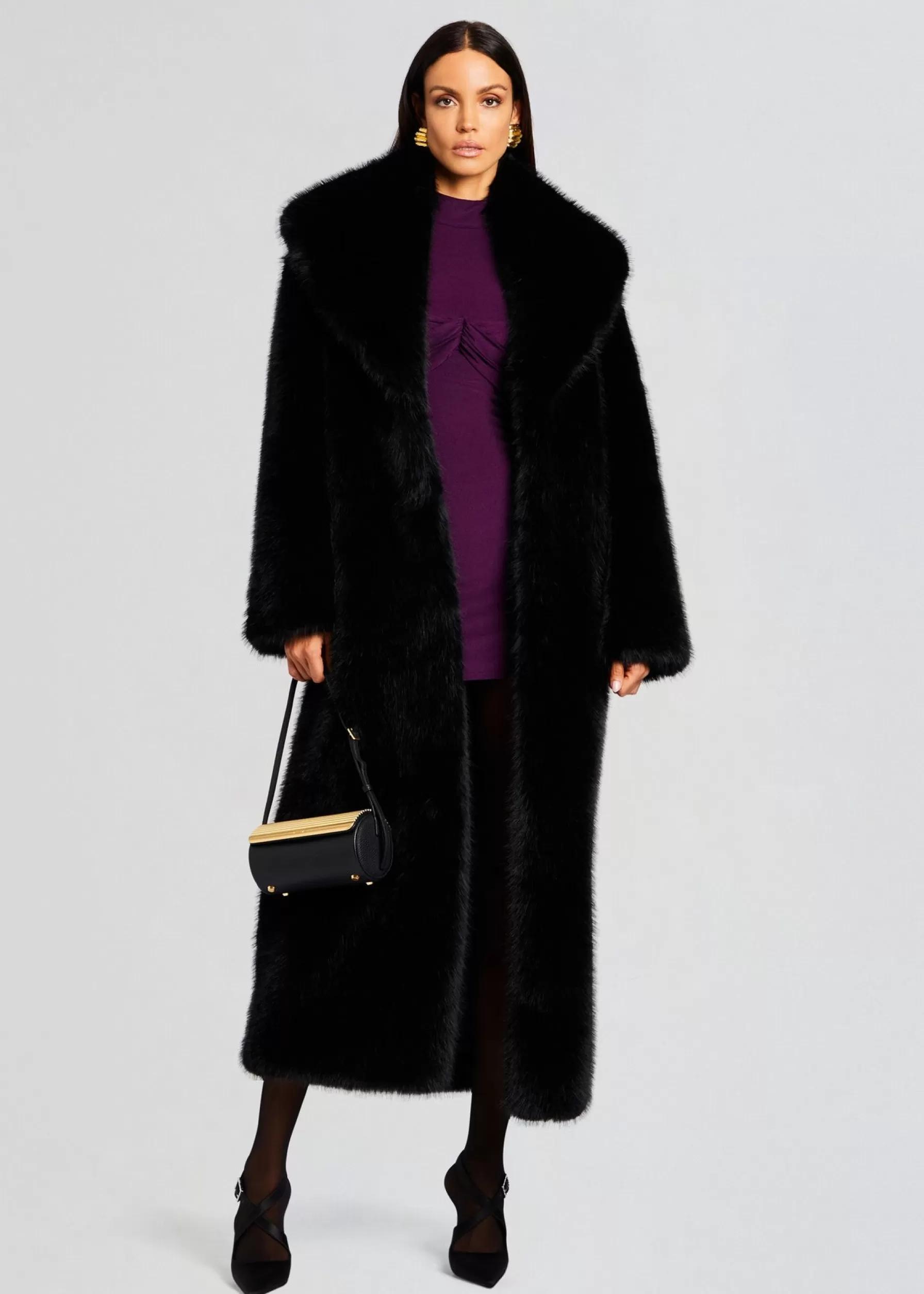 Retrofete Averie Faux Fur Coat Black Clearance