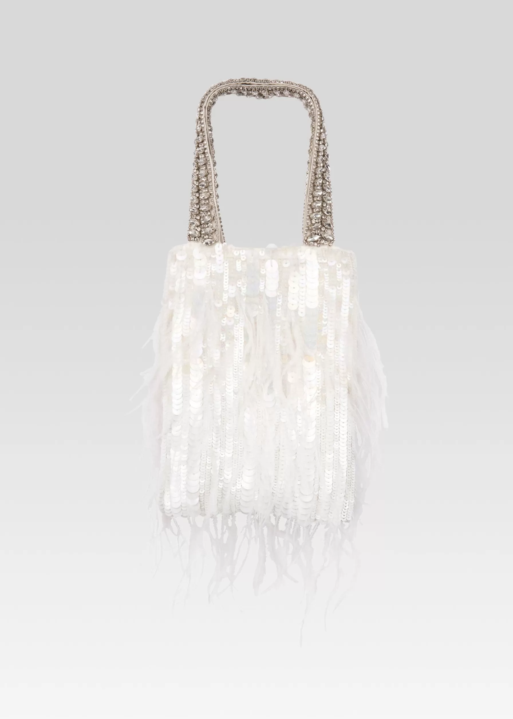 Retrofete Avery Sequin Feather Bag White Feather Fashion