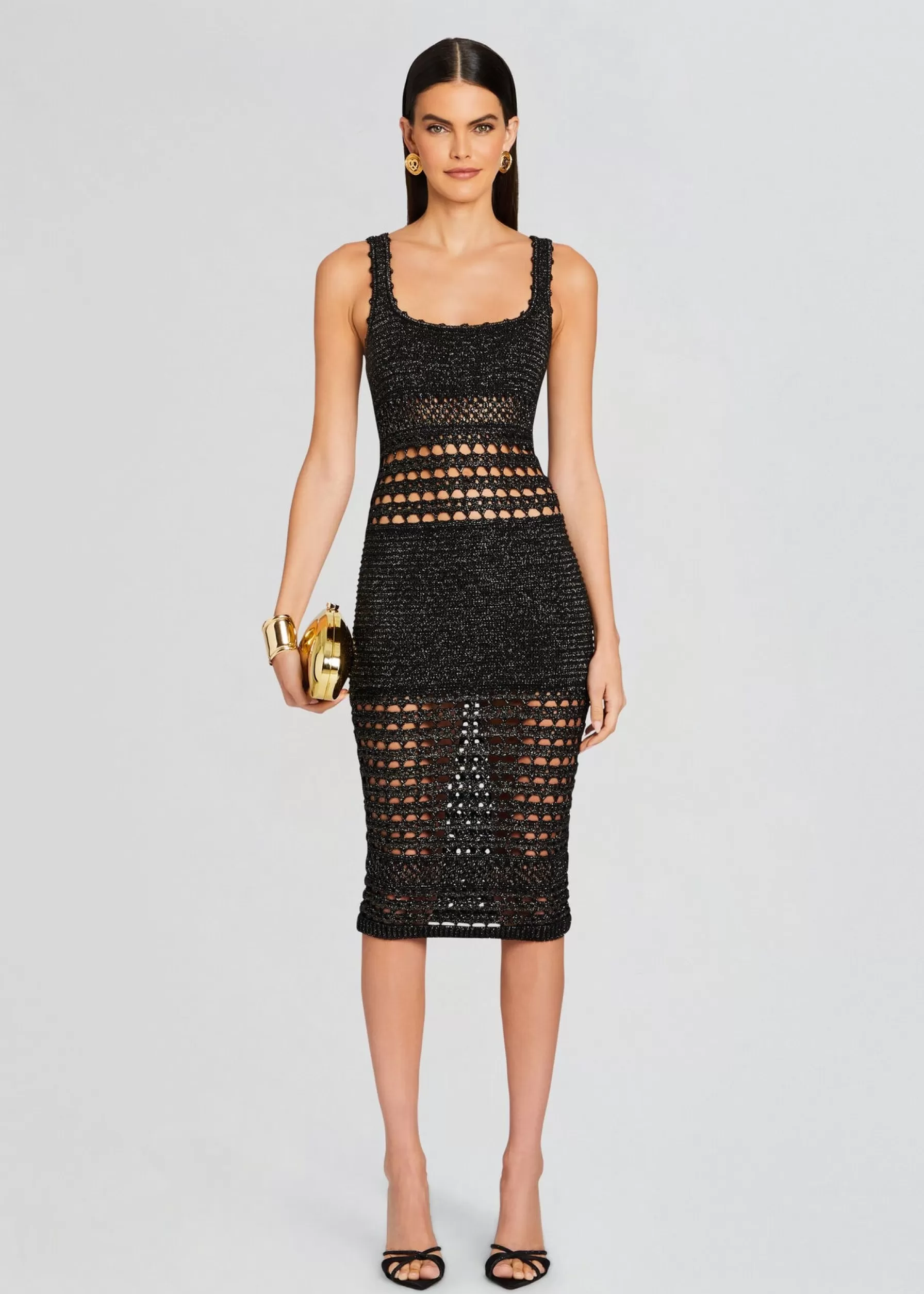 Retrofete Avril Knit Crochet Dress Black/Gold Flash Sale