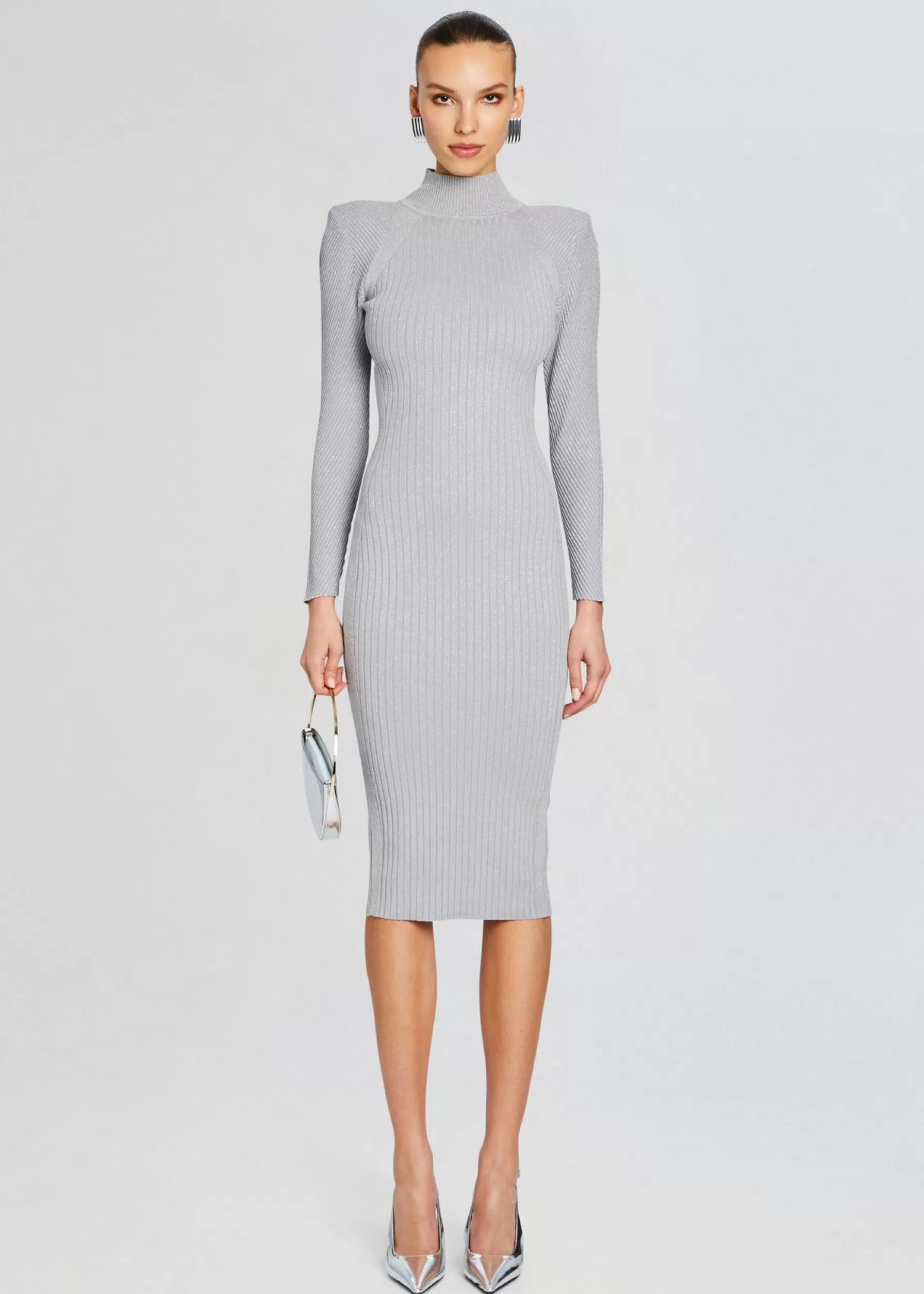 Retrofete Aylin Rib Knit Dress Silver Grey Discount