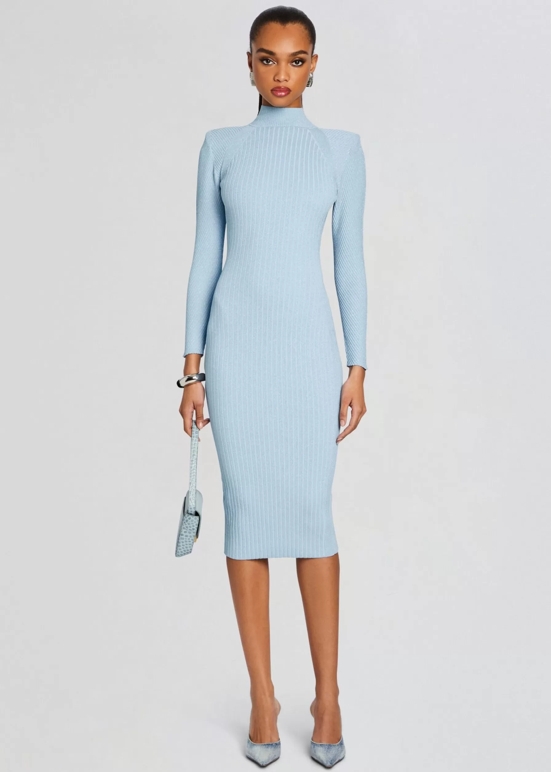 Retrofete Aylin Rib Knit Dress Powder Blue Clearance