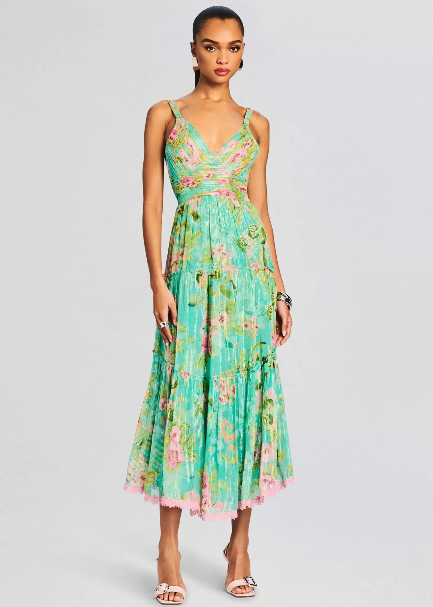 Retrofete Azra Long Dress Teal Floral Flash Sale