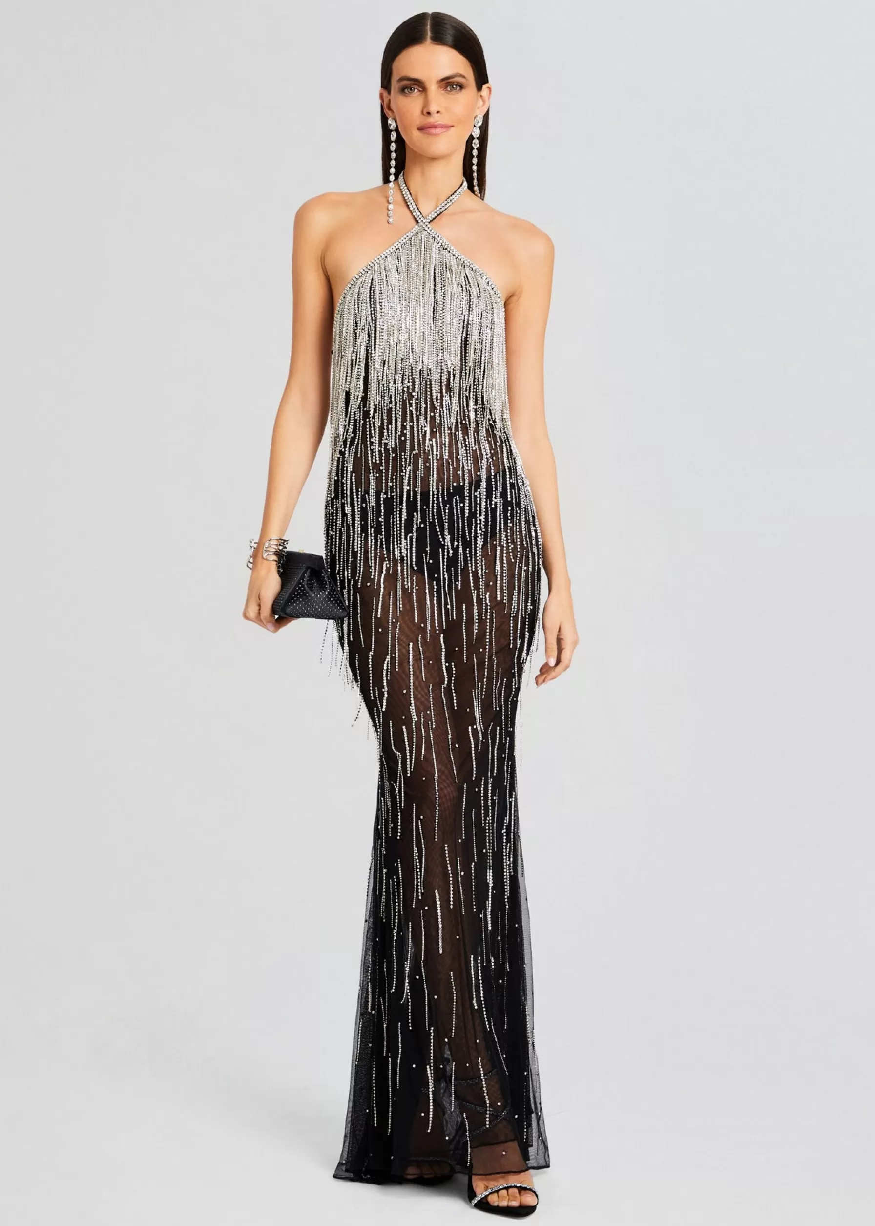 Retrofete Belle Embellished Fringe Dress Black/Silver Shop