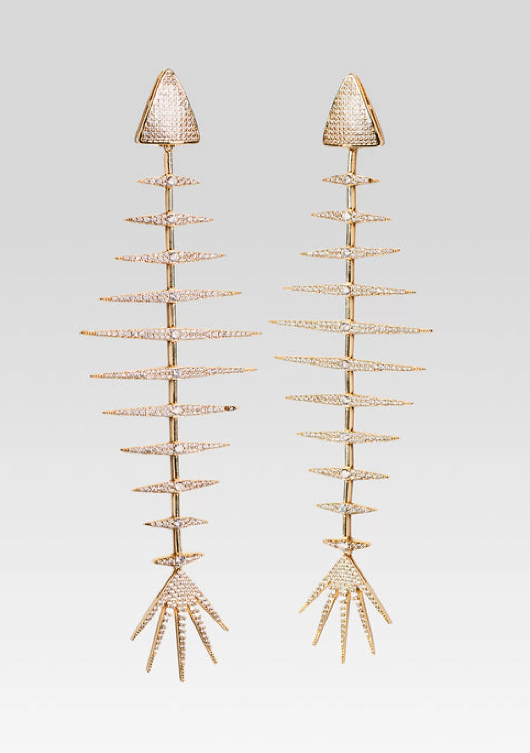 Retrofete Bimini Crystal Fish Bone Earrings Gold Sale