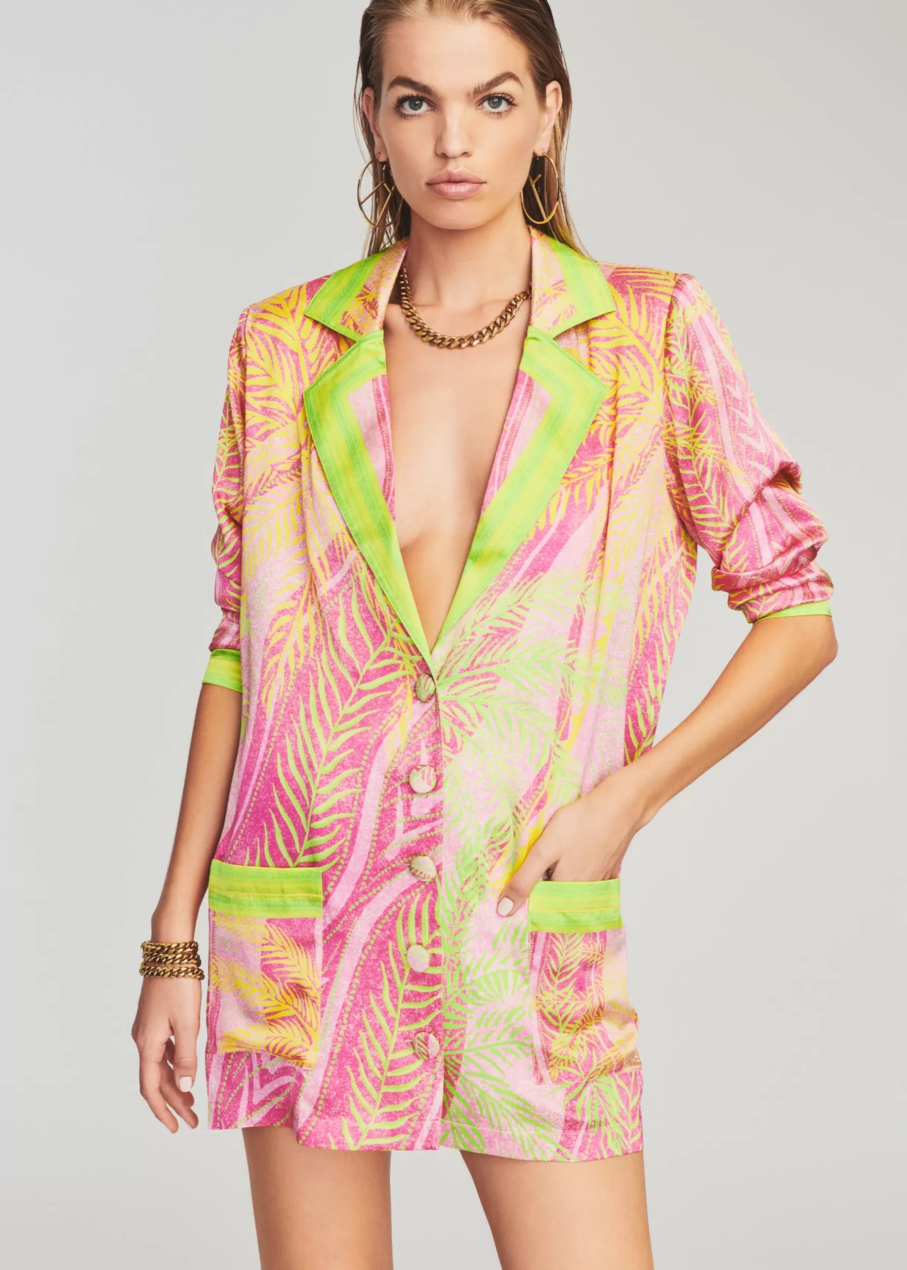 Retrofete Blake Silk Blazer Tropical Palm Store