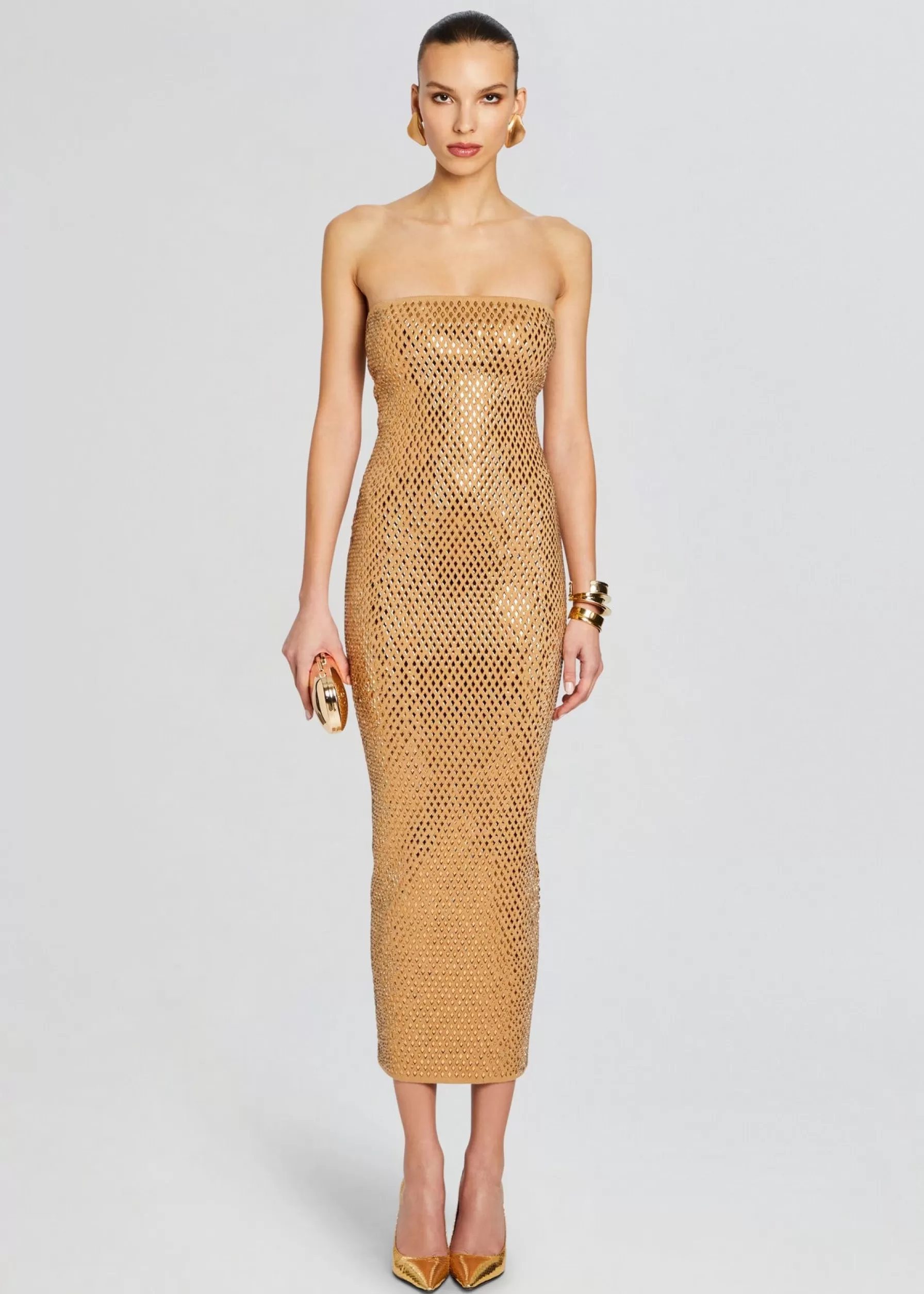 Retrofete Boa Embellished Knit Dress Iridescent Gold Outlet