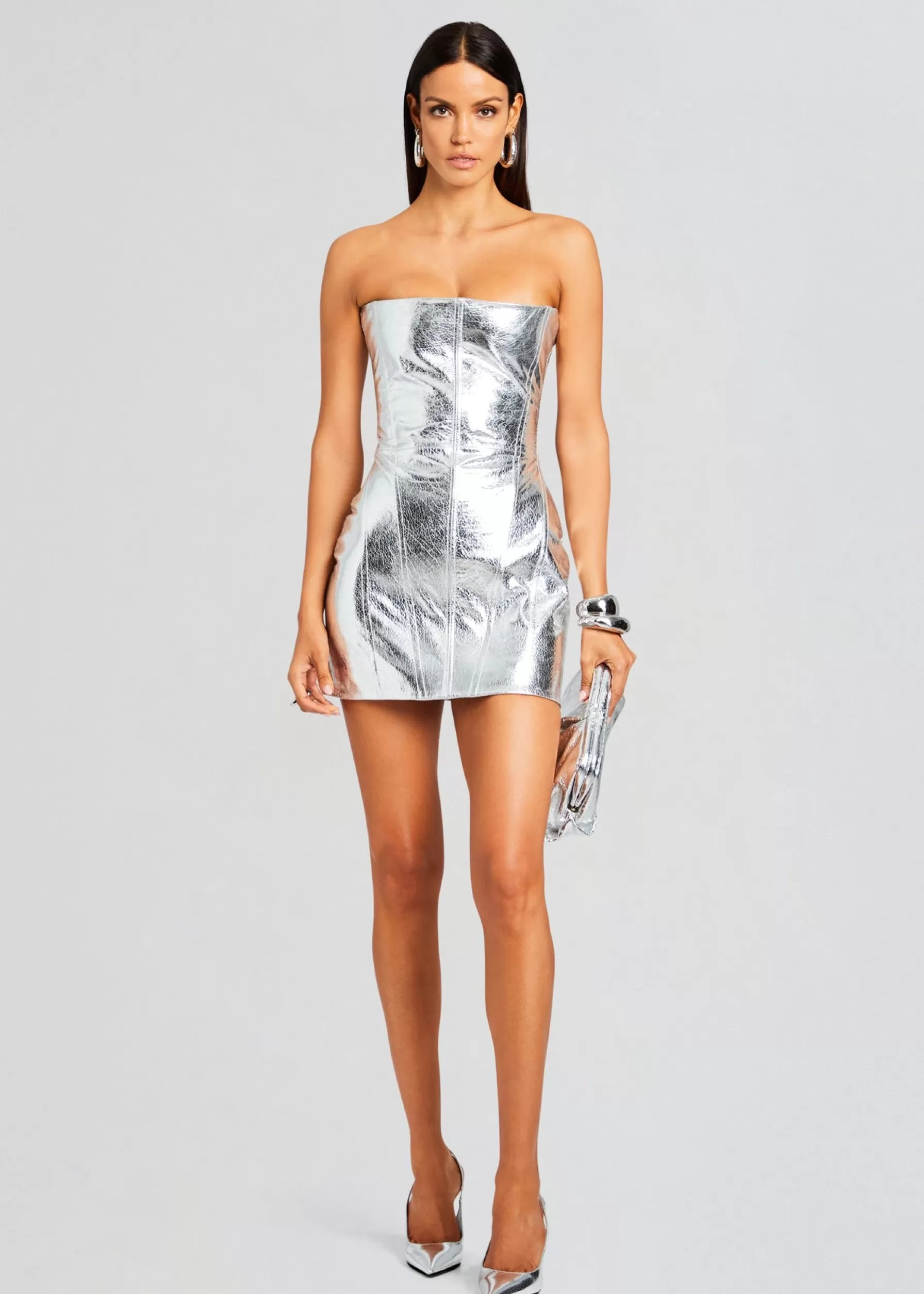 Retrofete Casmir Leather Dress Silver New