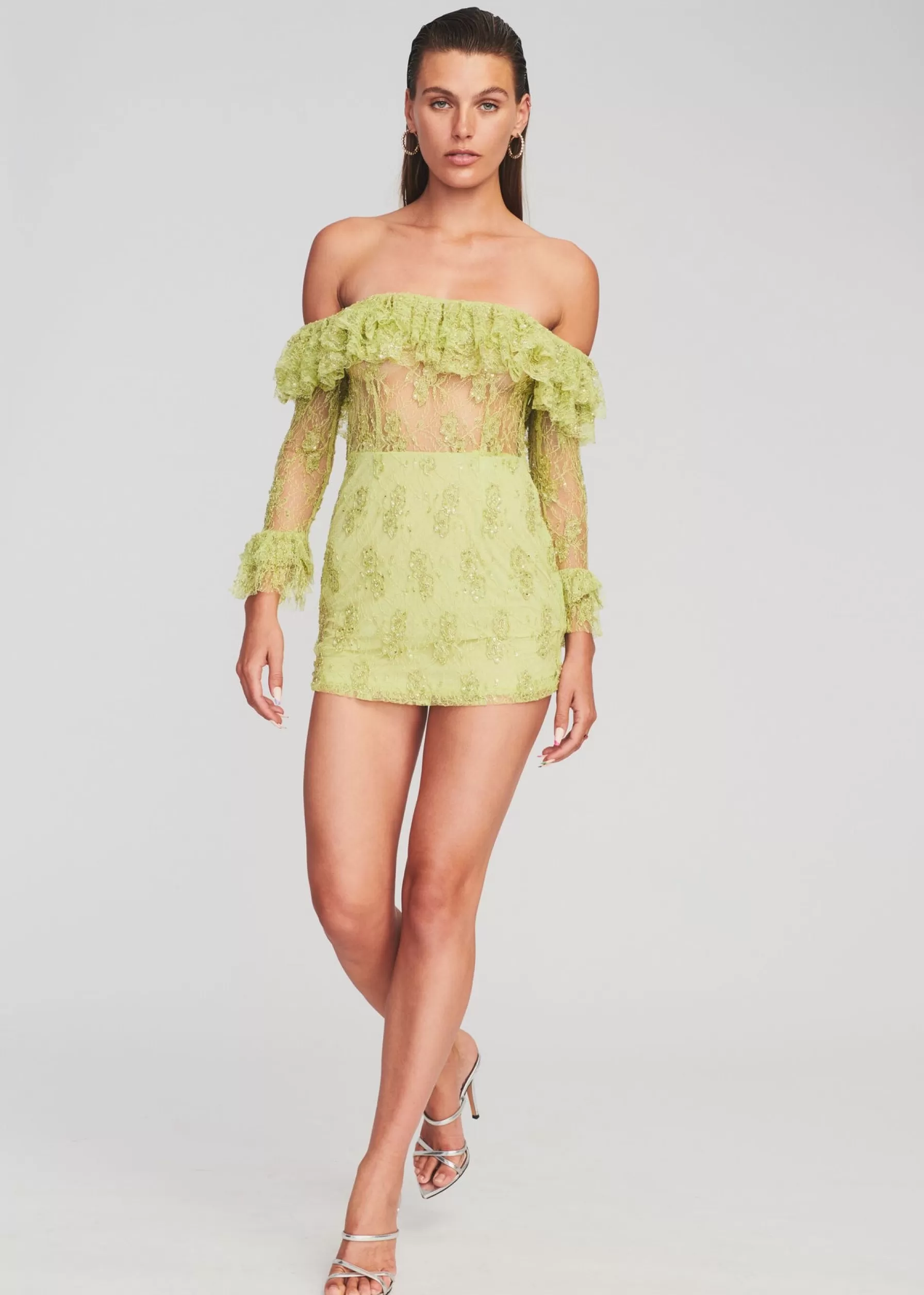 Retrofete Castella Embellished Lace Dress Lime Green Store