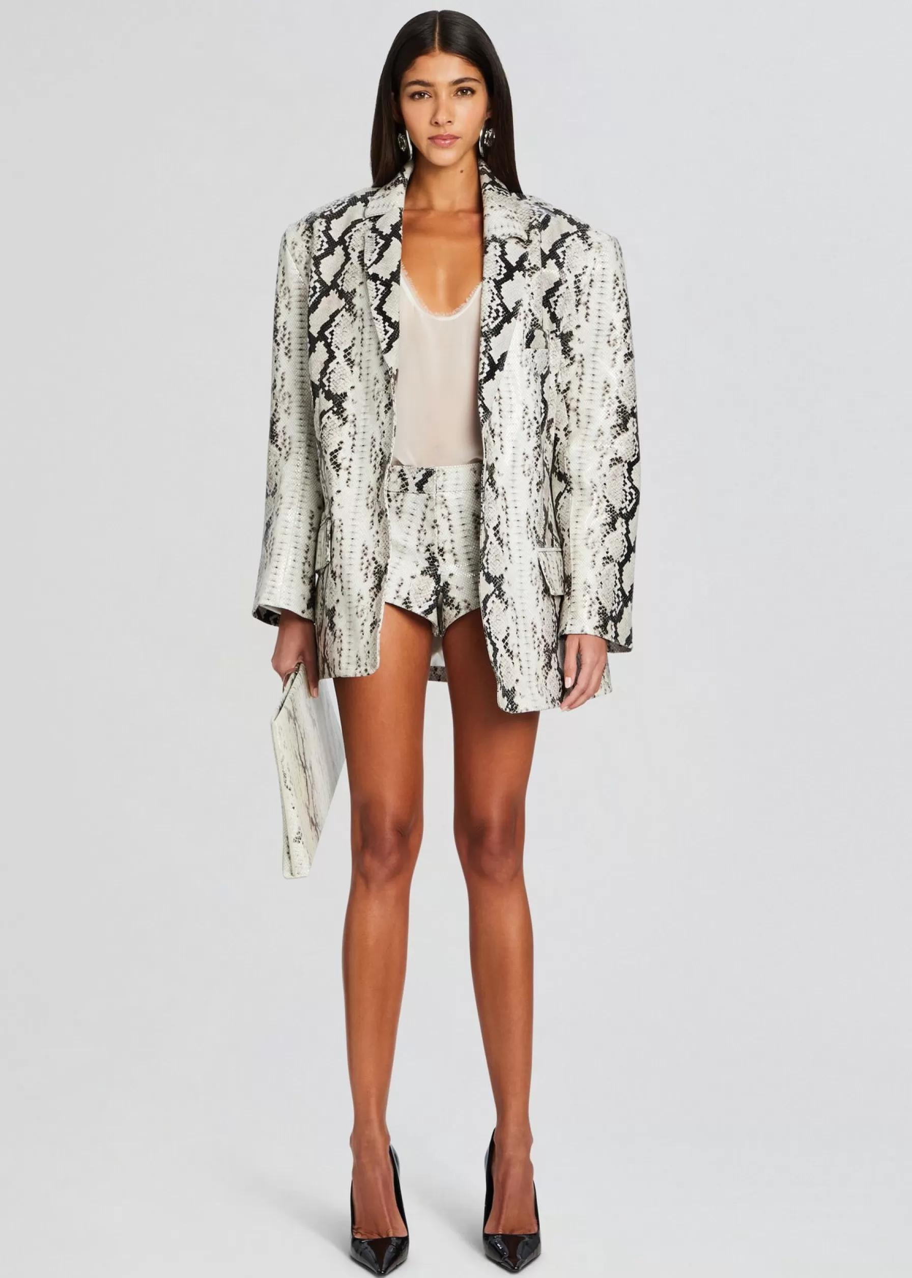 Retrofete Chloe Leather Blazer Neutral Snake Sale