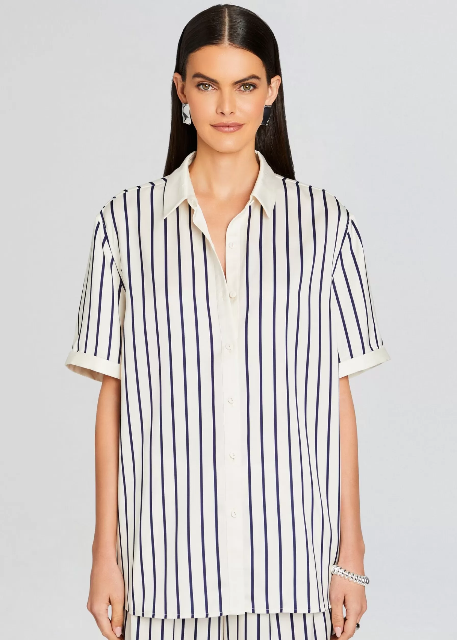 Retrofete Davey Blouse Navy/ Ivory Stripe Best