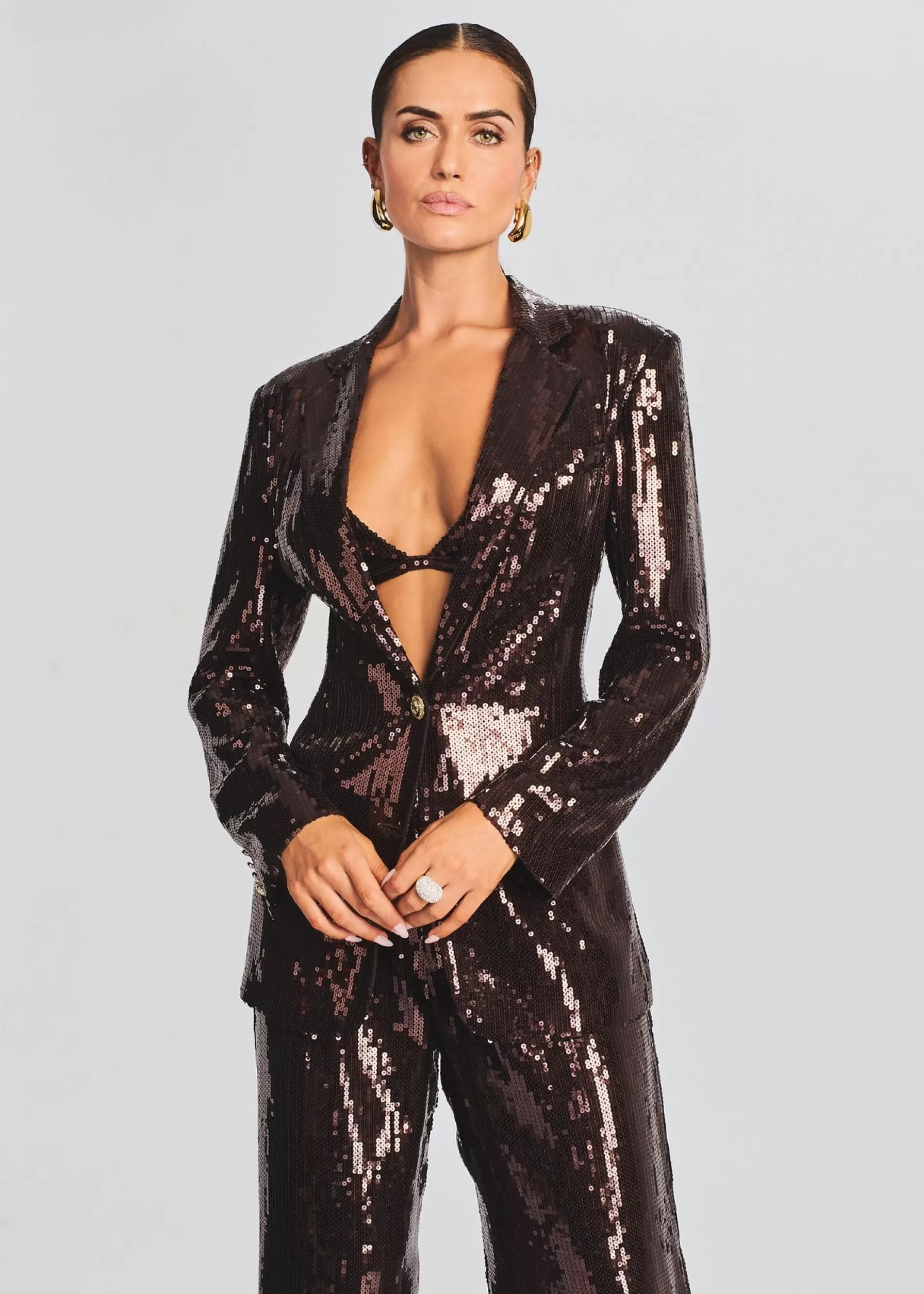 Retrofete Dawn Sequin Blazer Dark Chocolate Best Sale