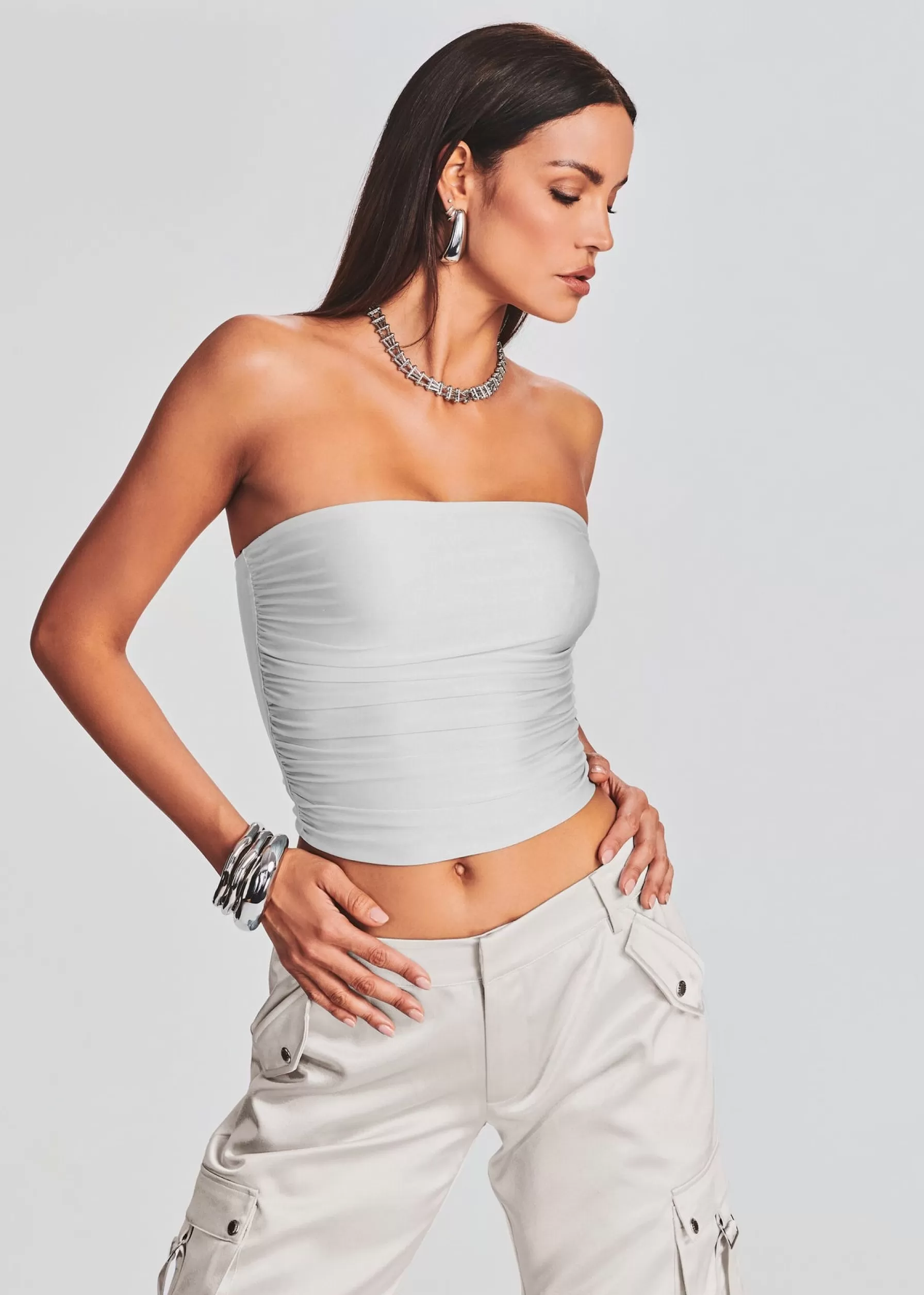 Retrofete Debbi Strapless Top Silver Hot