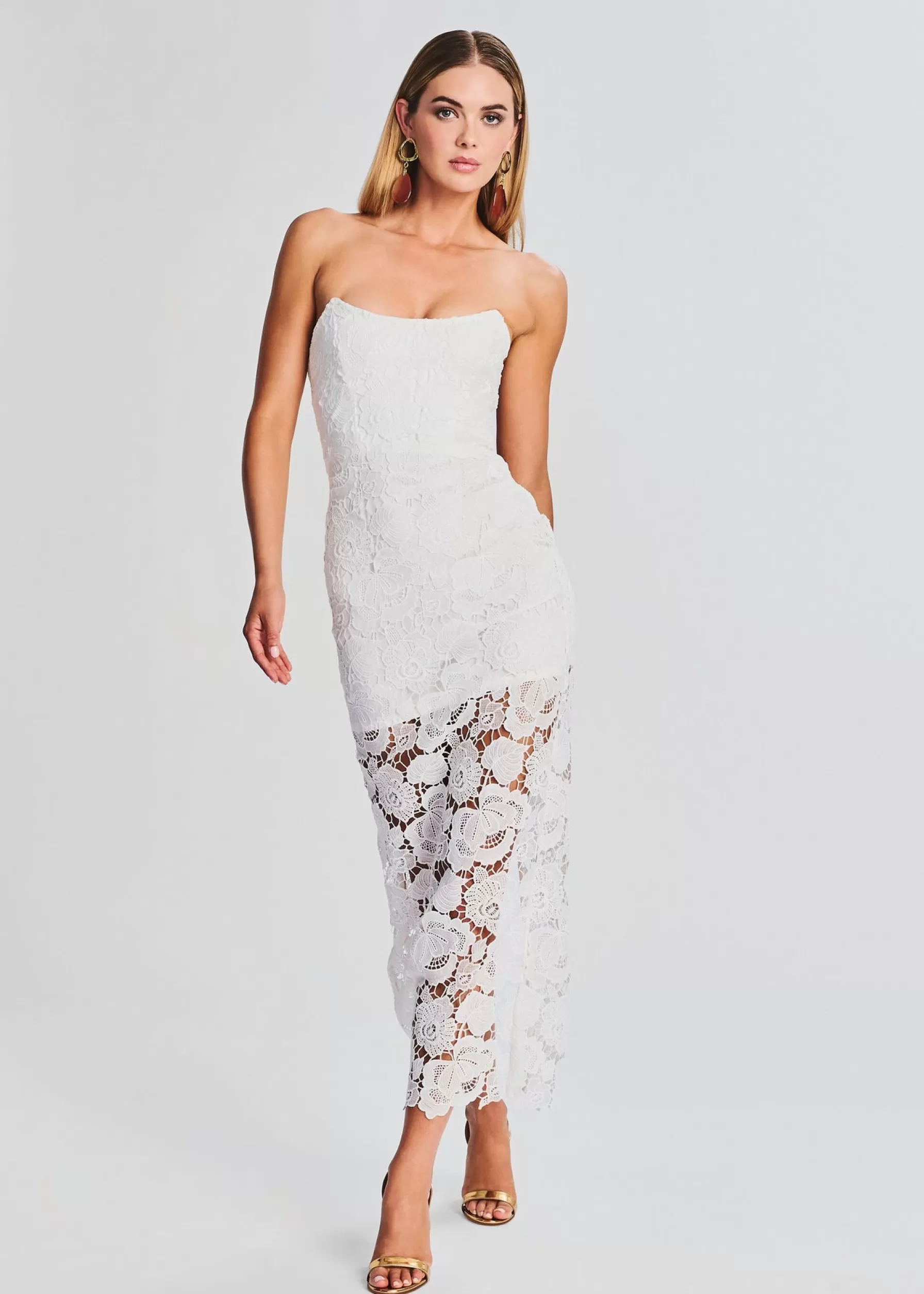 Retrofete Eliza Lace Strapless Maxi Dress White Fashion