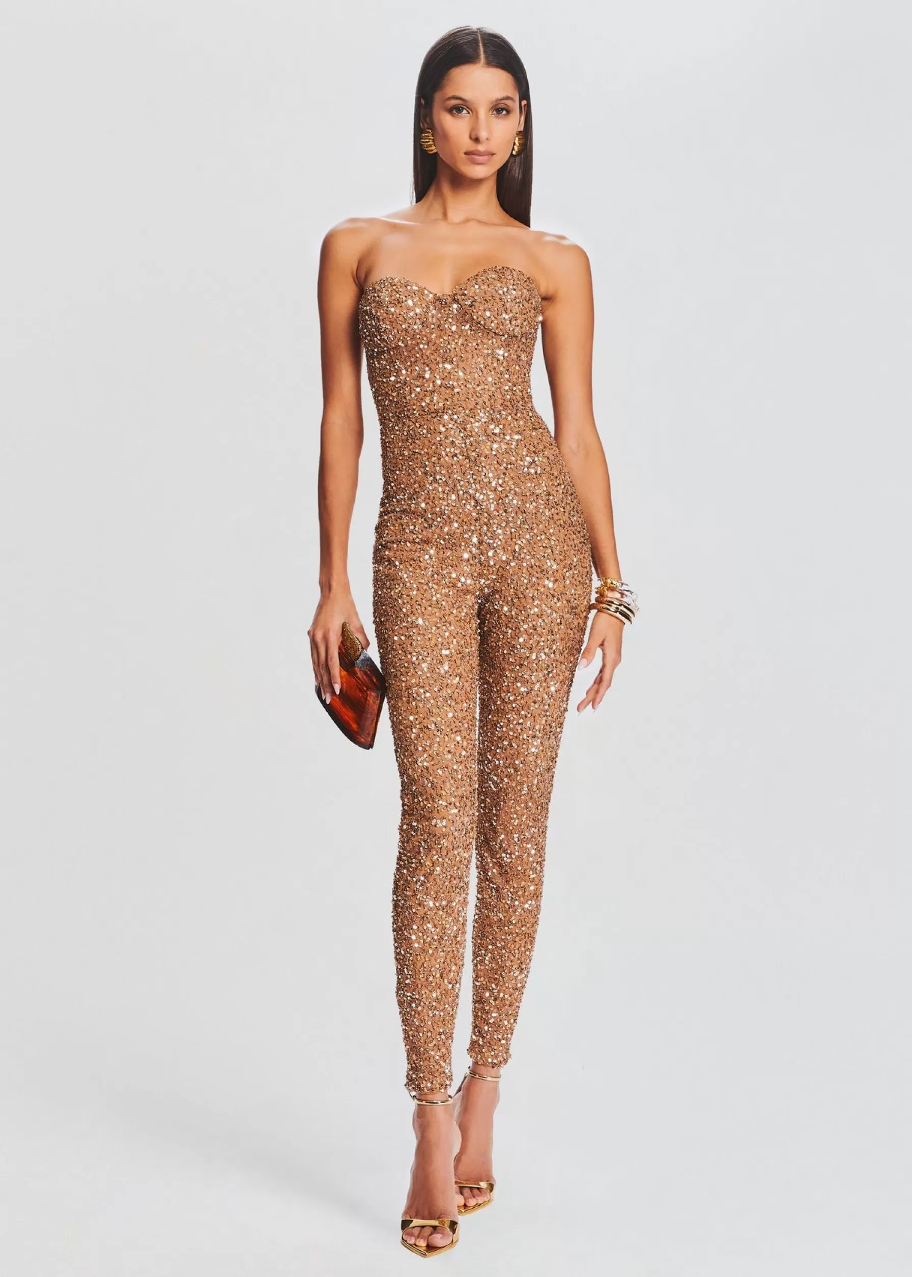 Retrofete Elodie Sequin Jumpsuit Tannin Sale