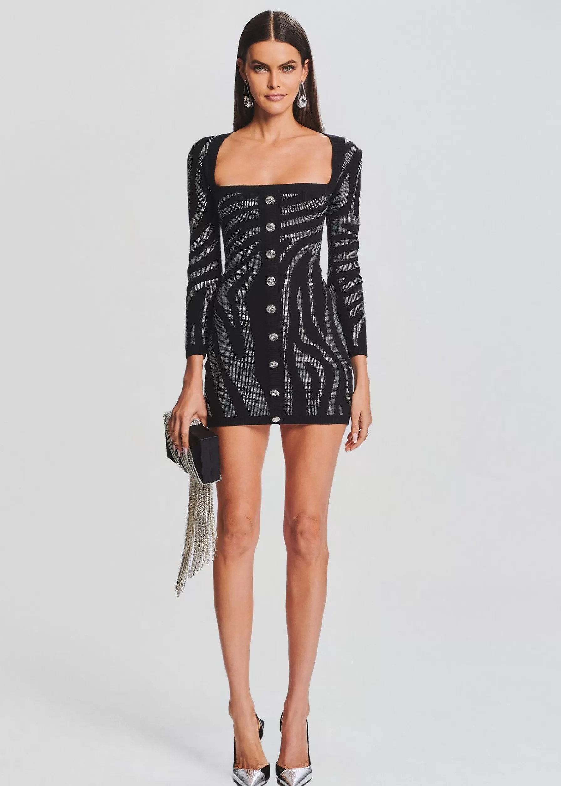 Retrofete Elvira Knit Dress Black/Silver Zebra Online