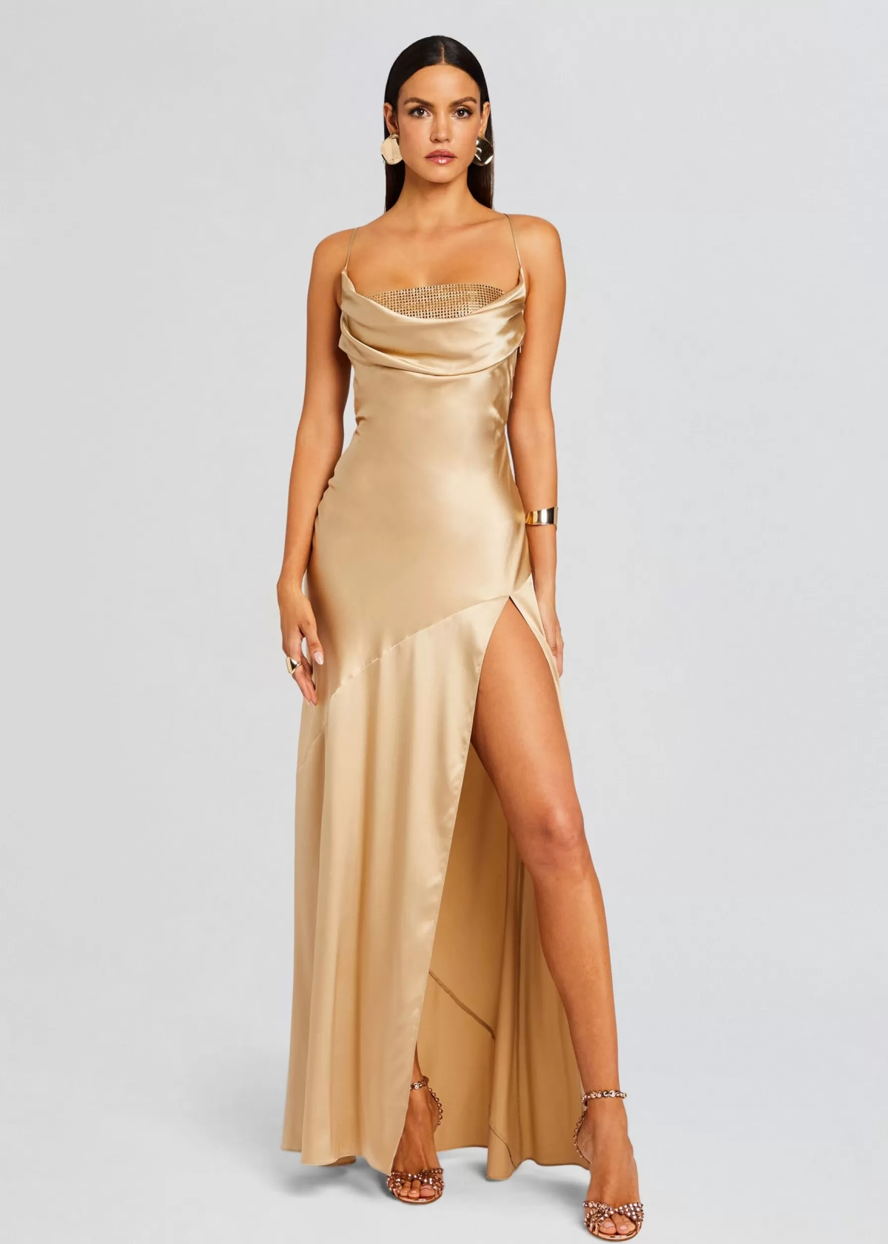 Retrofete Emery Embellished Silk Dress Nude Cheap