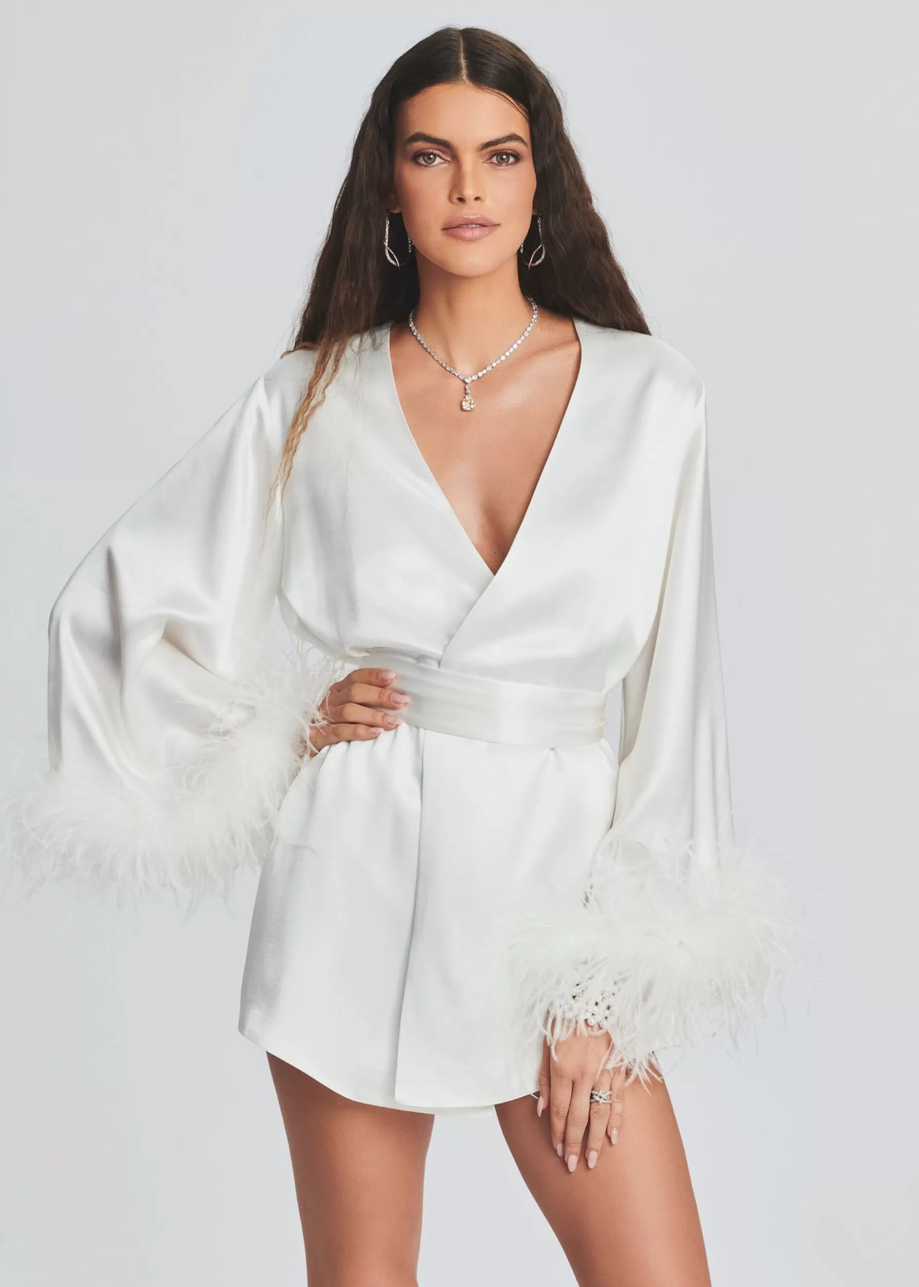 Retrofete Eva Feather Robe White Hot