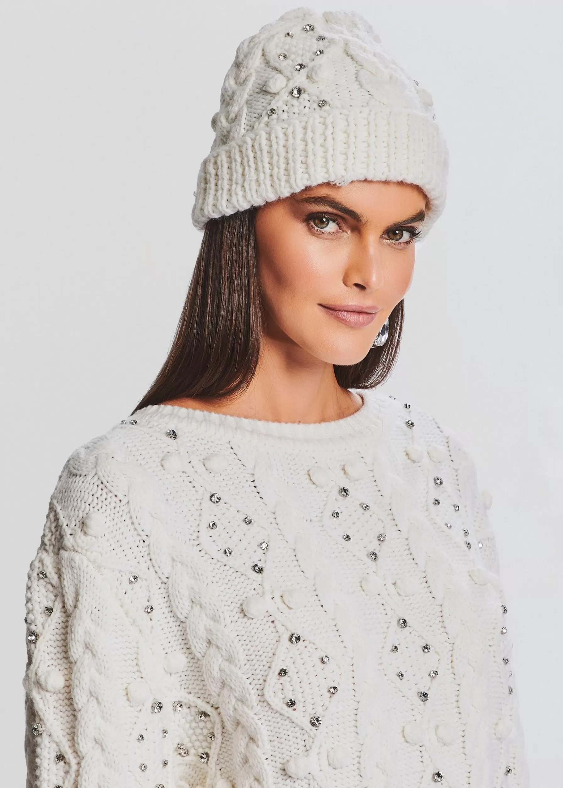 Retrofete Evia Embellished Knit Hat Ivory Hot