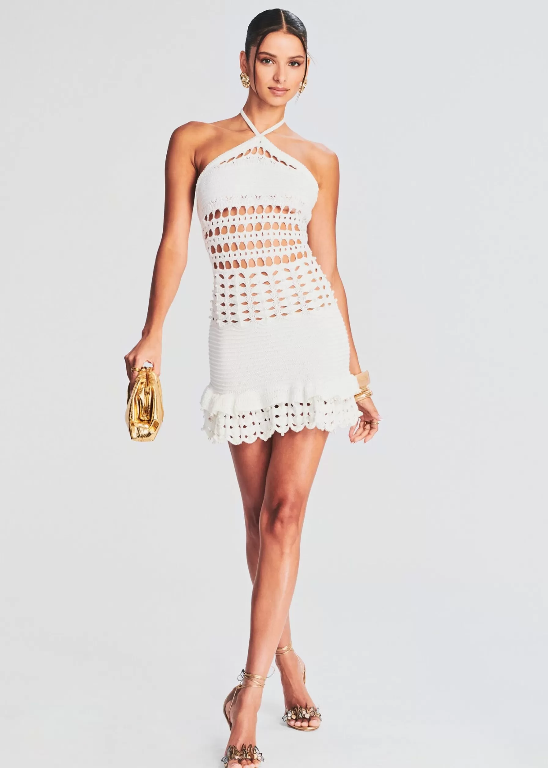 Retrofete Eze Crochet Pearl Embellished Dress White Shop