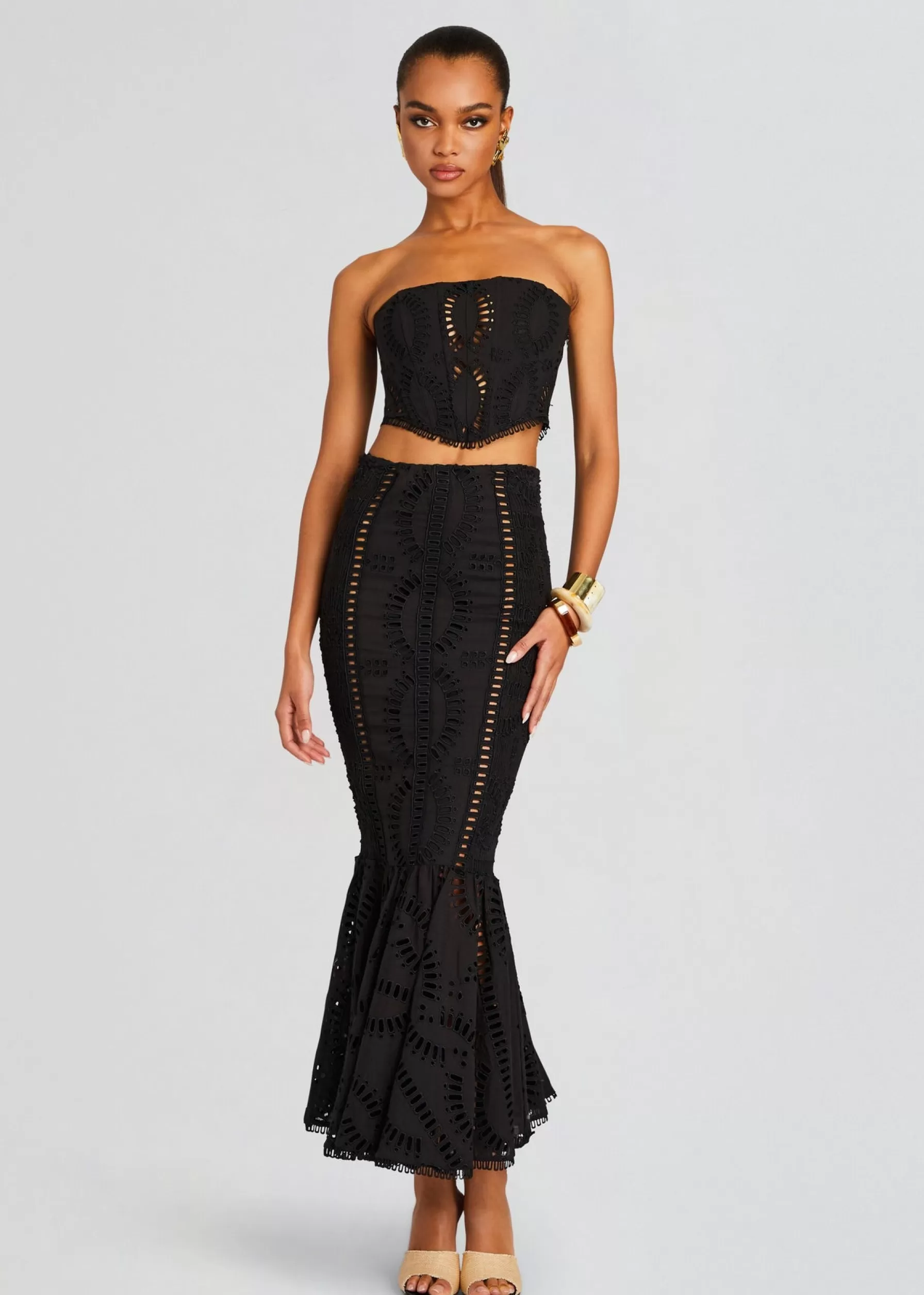 Retrofete Fray Long Skirt Black Samoa Best