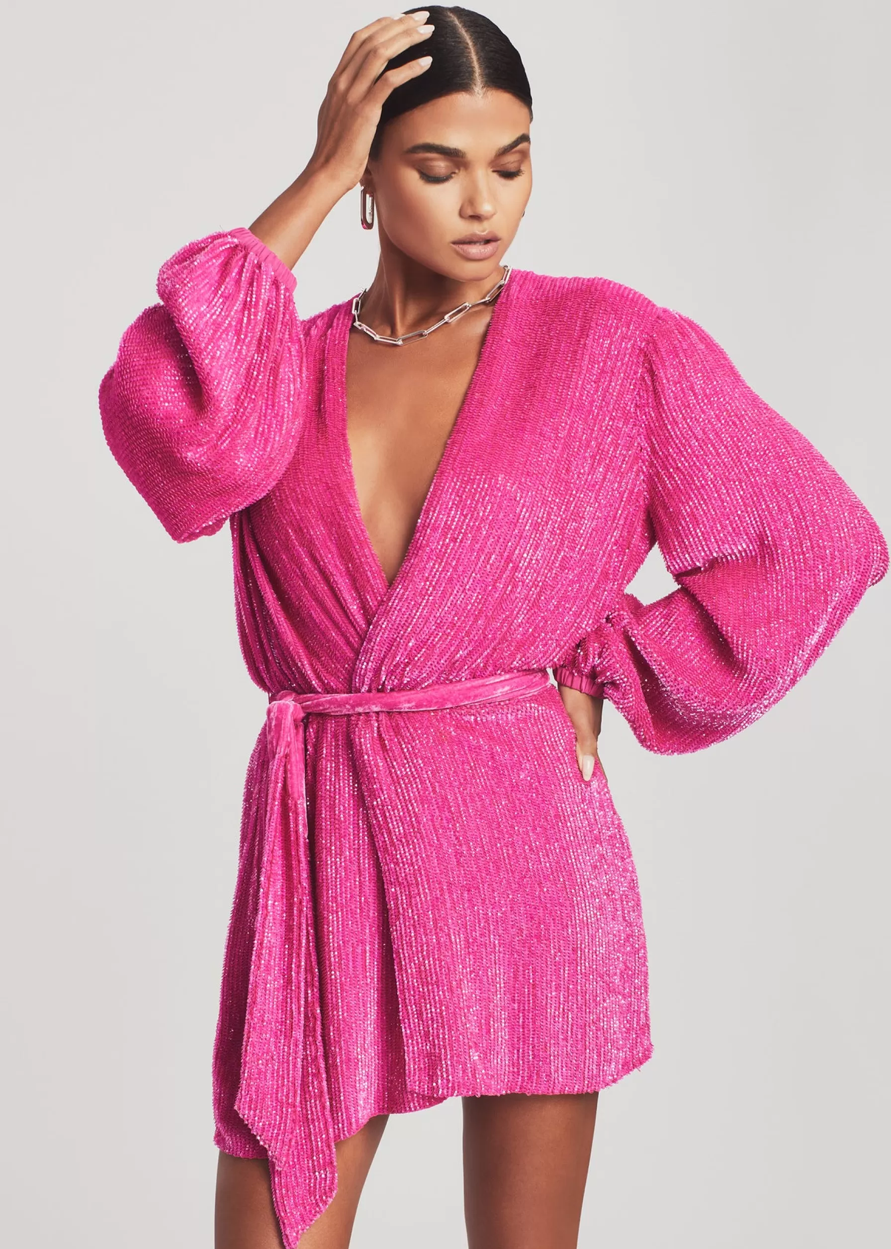 Retrofete Gabrielle Sequin Robe Hot Pink Hot