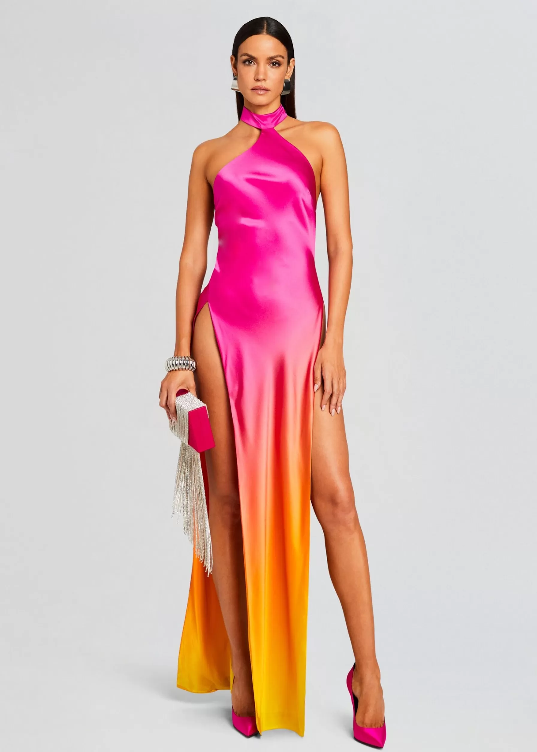 Retrofete Jagger Silk Dress Pink Lime Ombre Best Sale