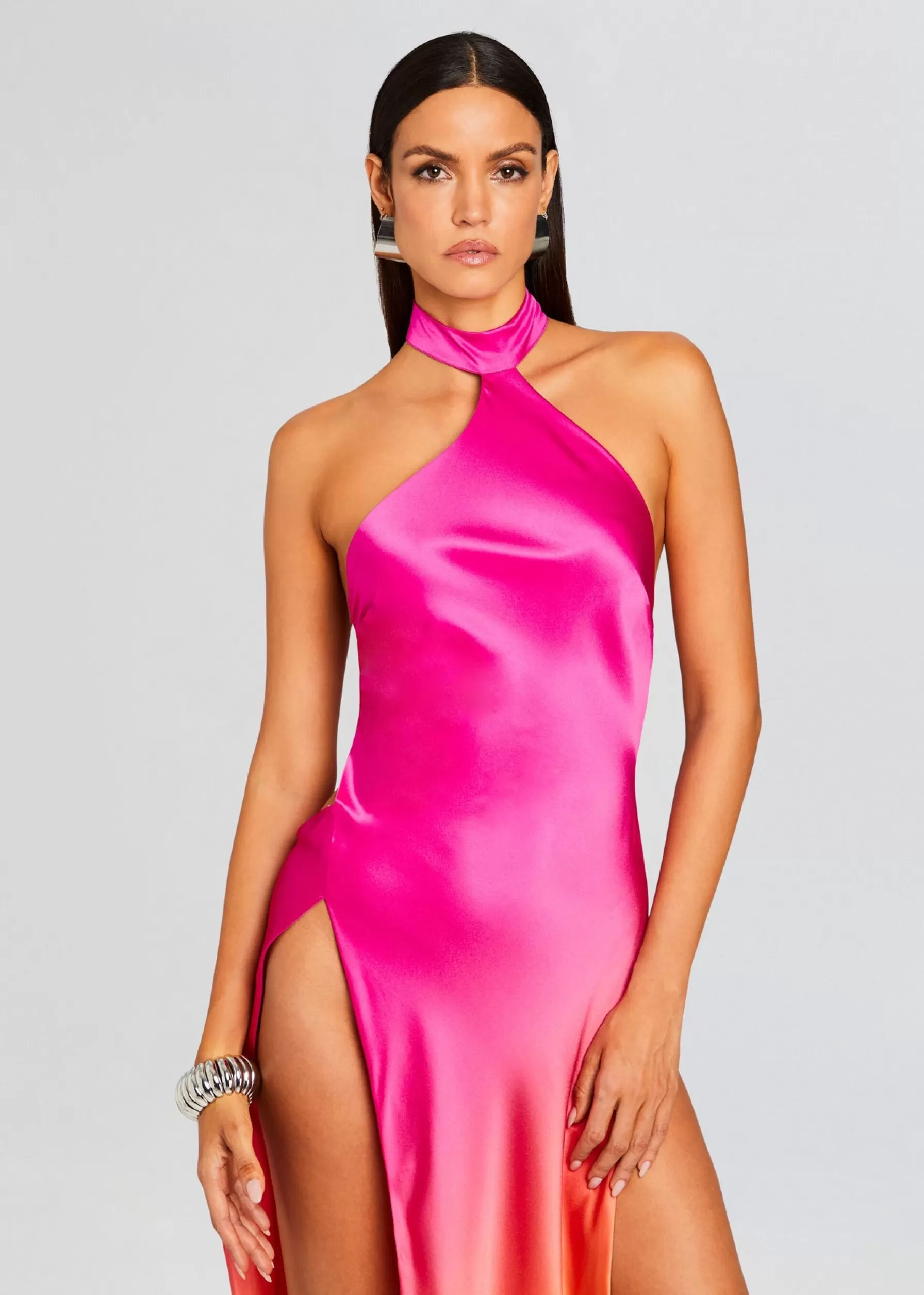 Retrofete Jagger Silk Dress Pink Lime Ombre Best Sale