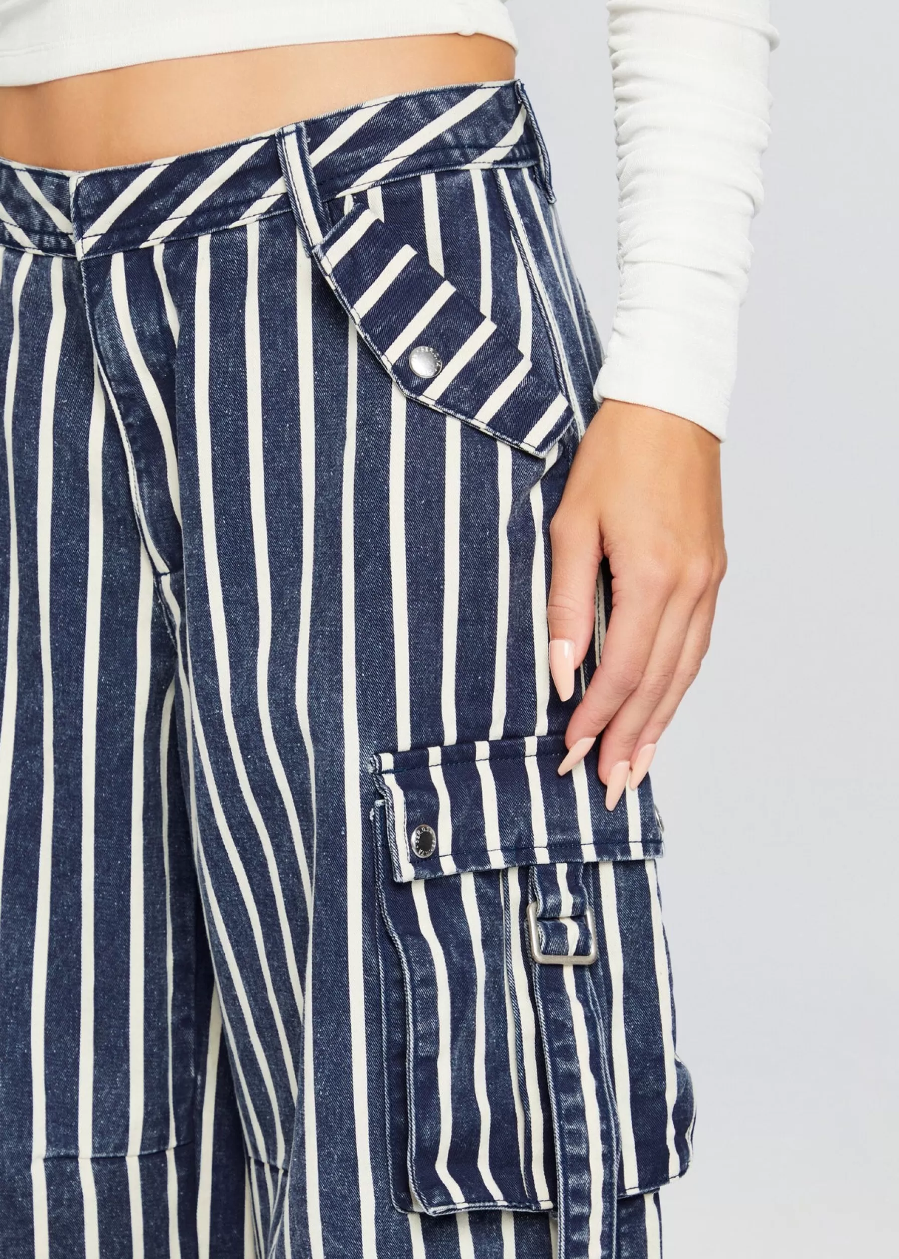 Retrofete Jane Cargo Pant Navy Stripe Sale