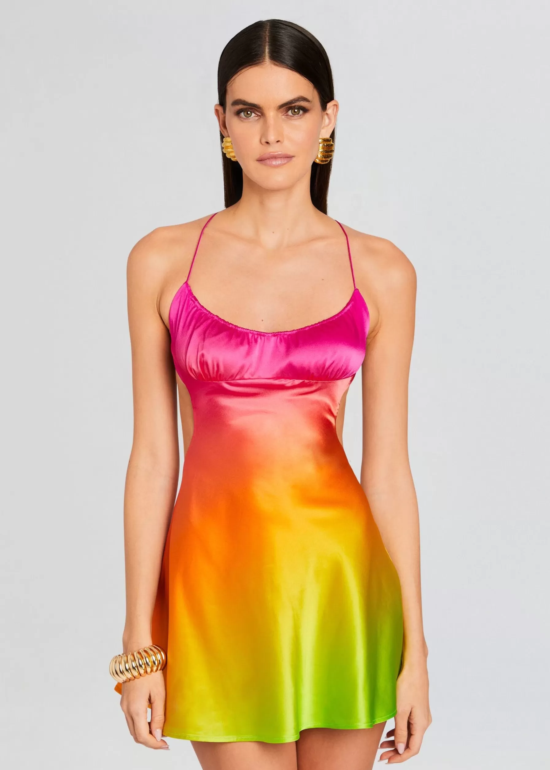 Retrofete Josefine Silk Dress Pink Lime Ombre Sale