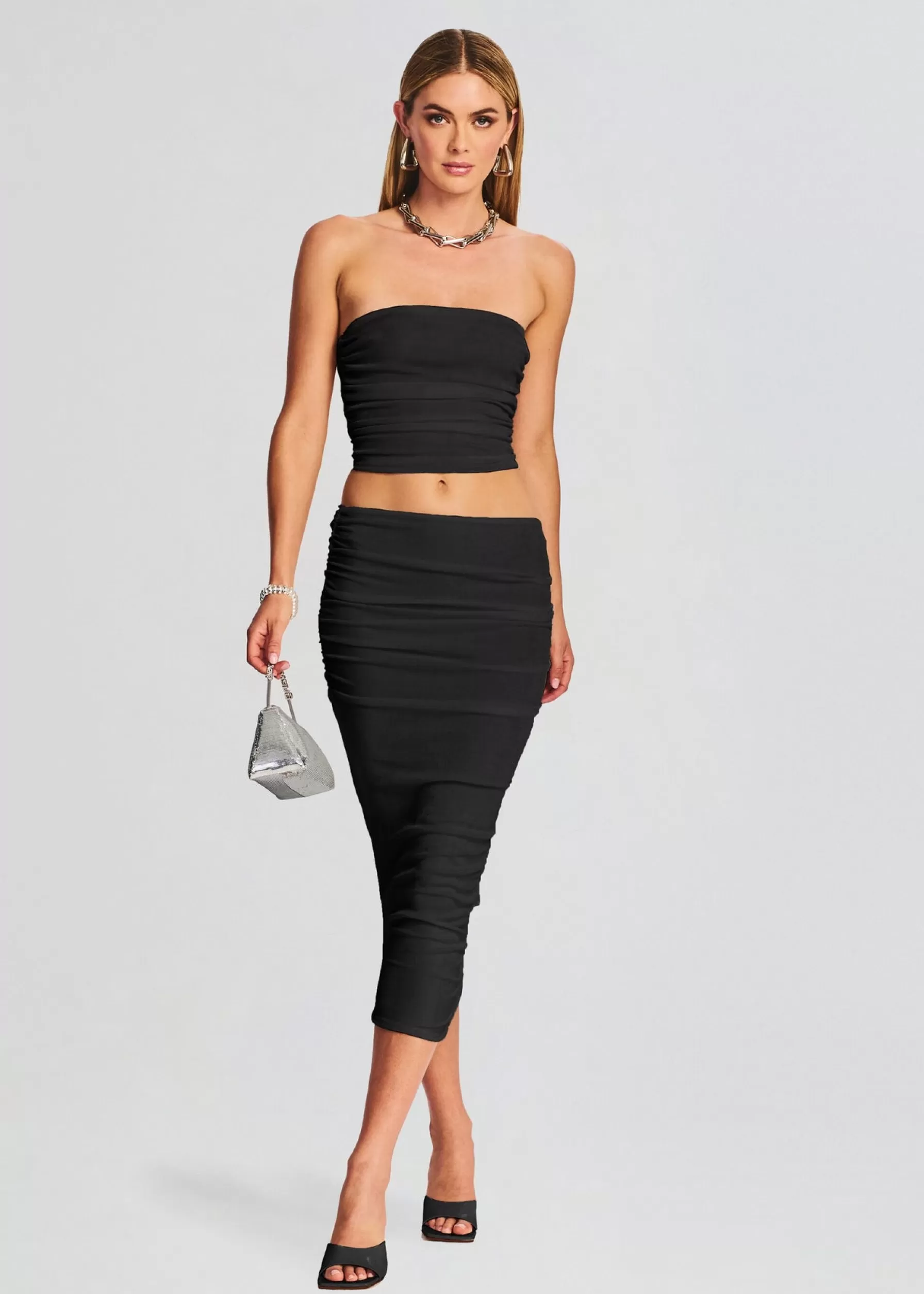 Retrofete Julia Midi Skirt Black Hot