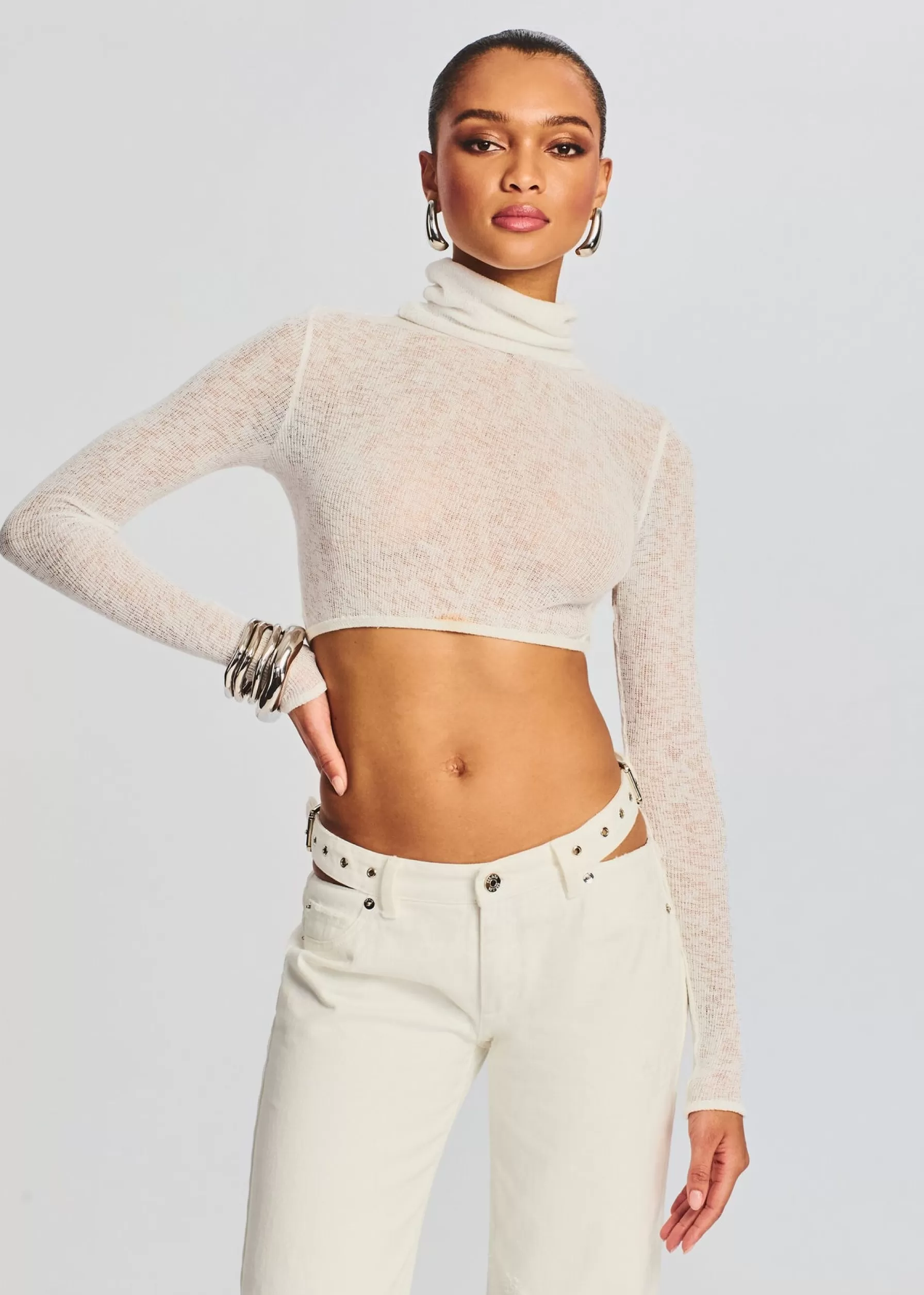 Retrofete Julie Crop Long Sleeve Top White Fashion