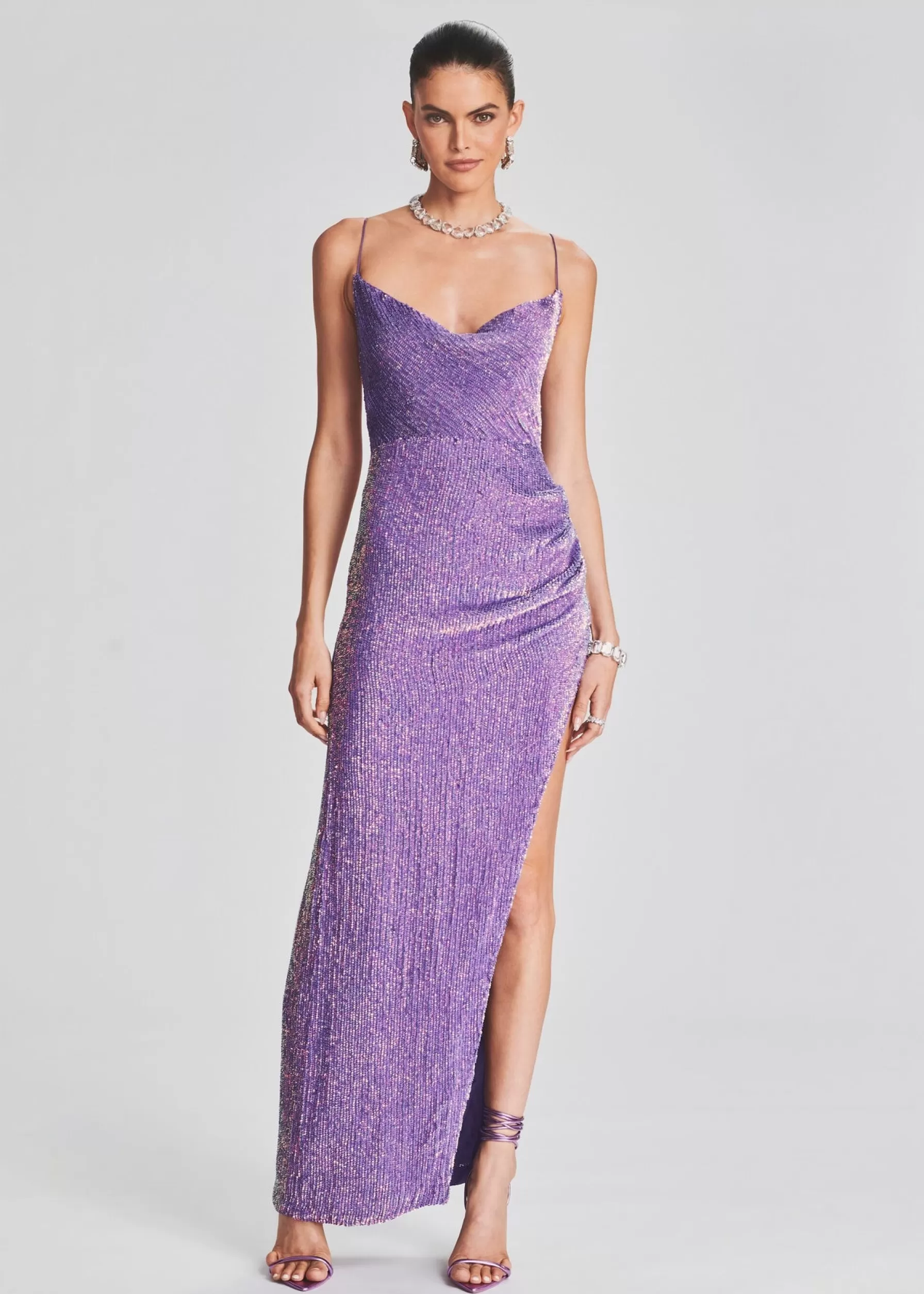 Retrofete Katya Sequin Dress Metallic Lavender Flash Sale