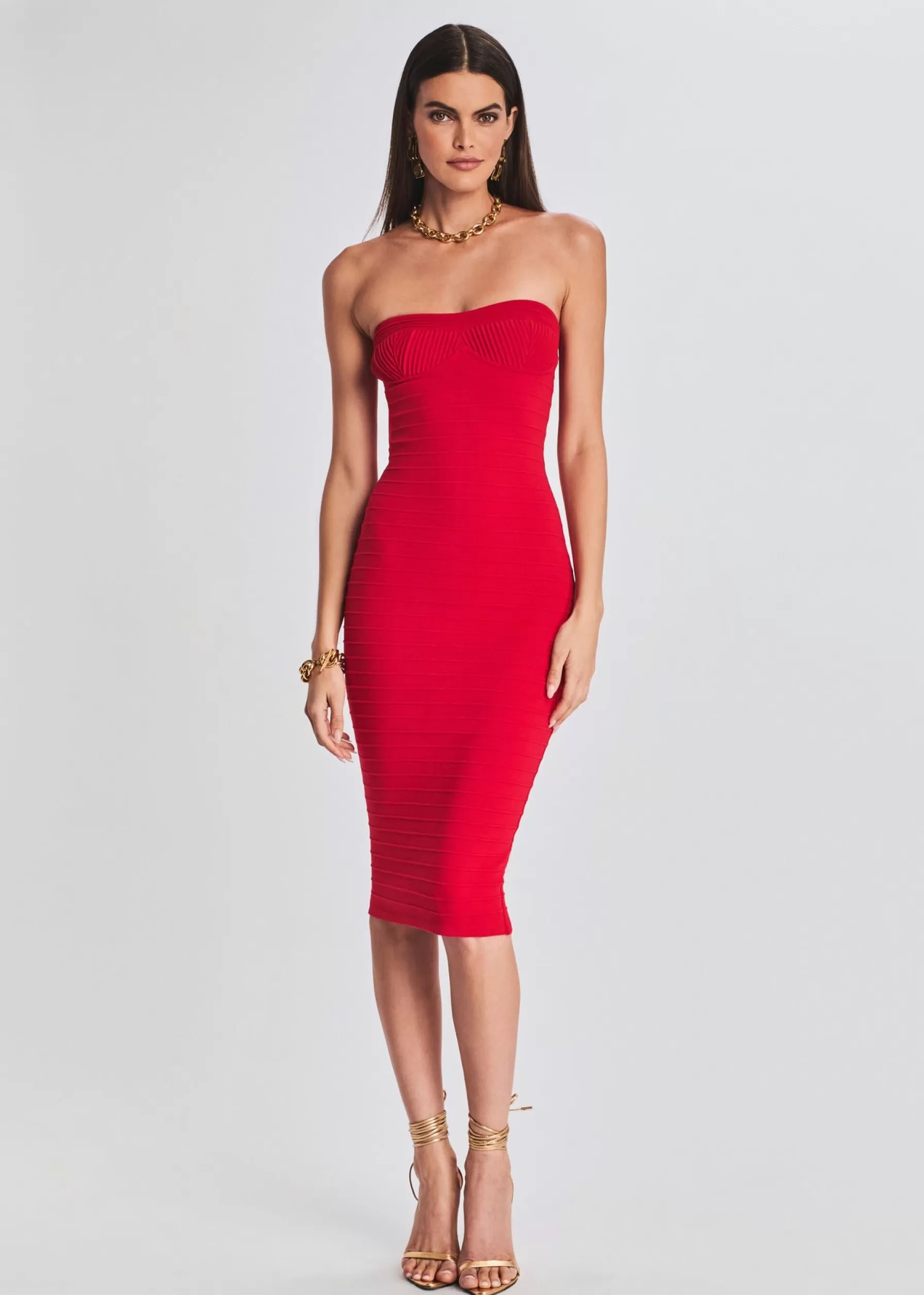 Retrofete Khandie Bandage Knit Dress Red Outlet