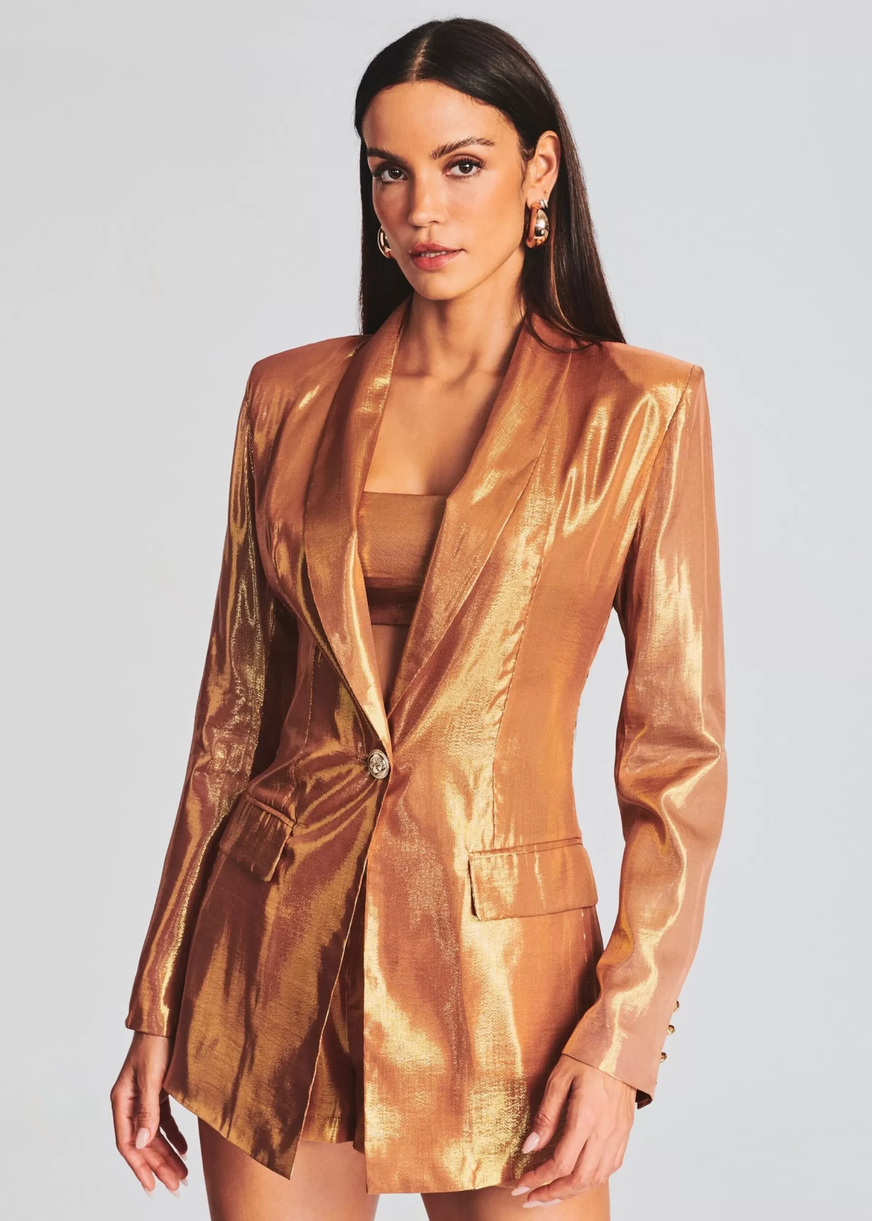 Retrofete Killy Silk Chiffon Blazer Nude Glitter Shop