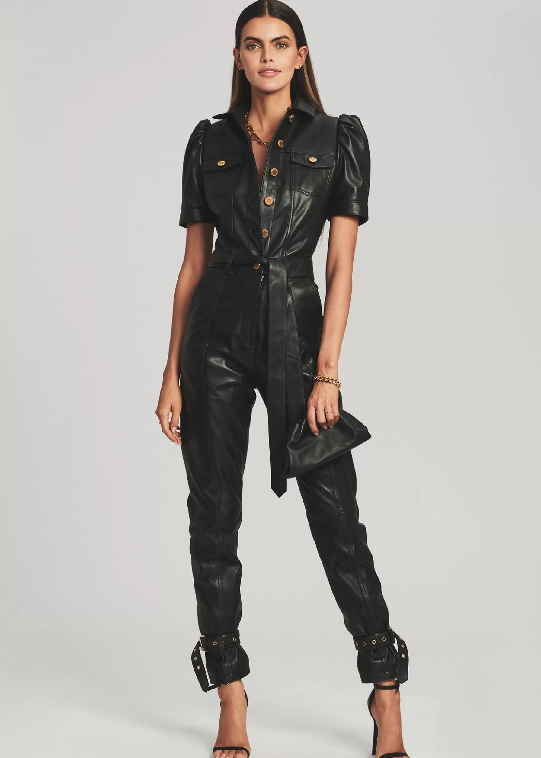 Retrofete Knox Leather Jumpsuit Black Outlet